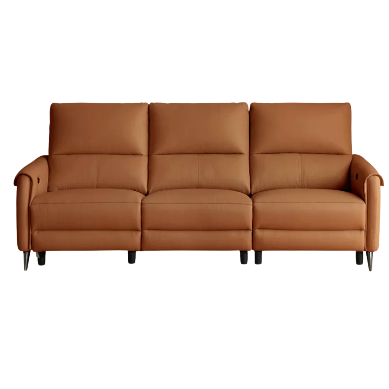 Genuine Leather Power Reclining Sofa with Wall-Hugger Track Arms