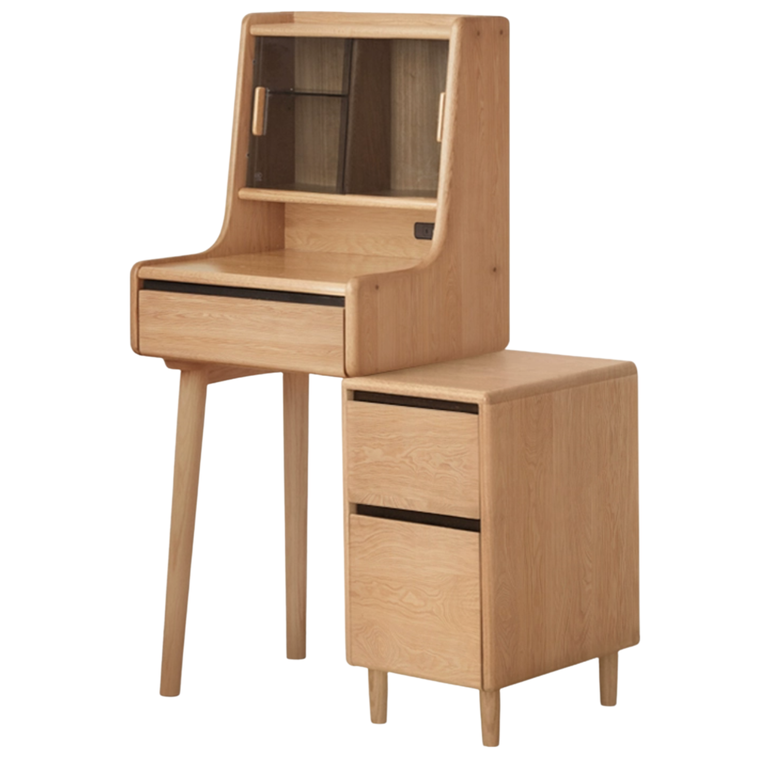 Oak, Ash Solid Wood Vanity Table with Shelf.