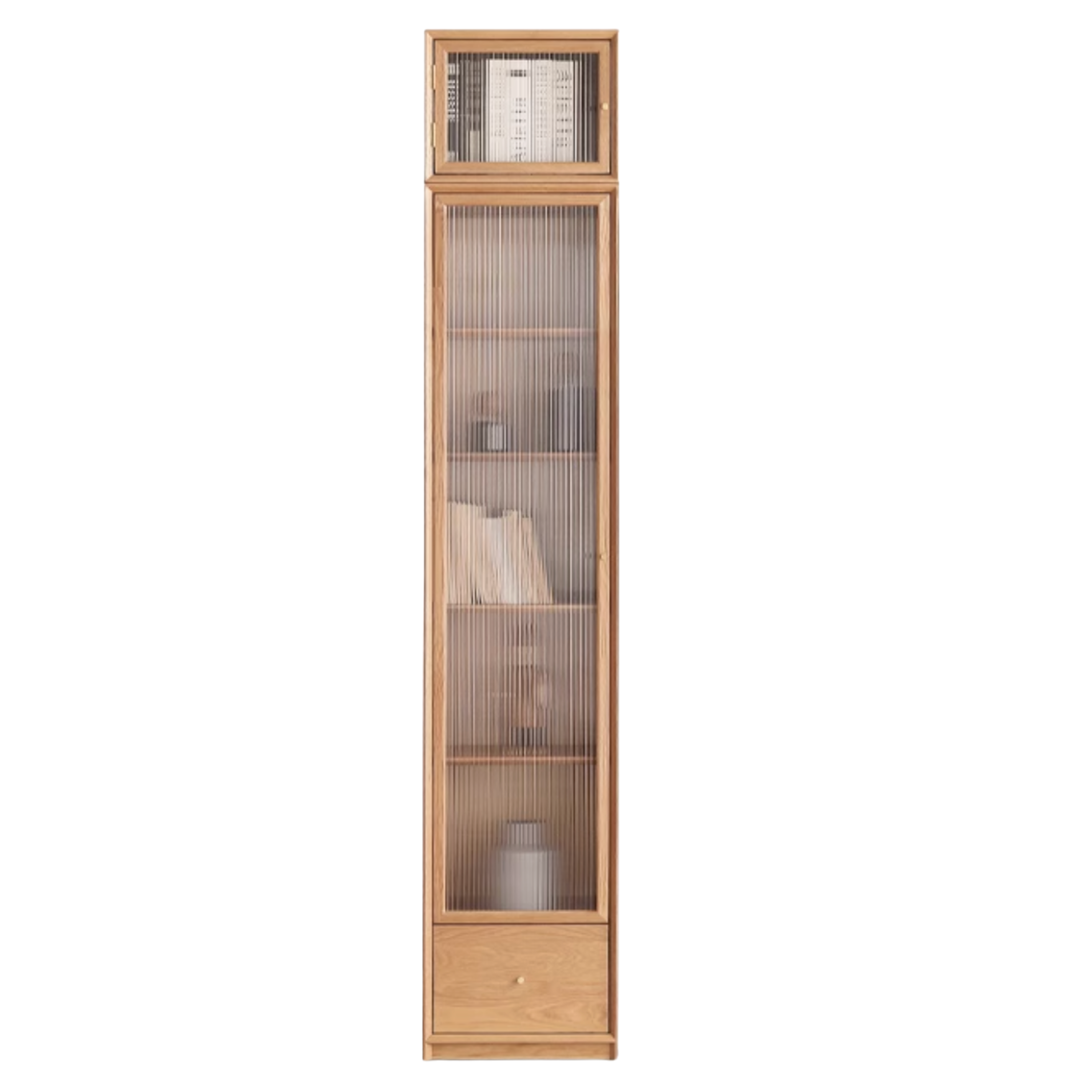 Oak, Ash Solid Wood Modular Bookcase with Glass Doors