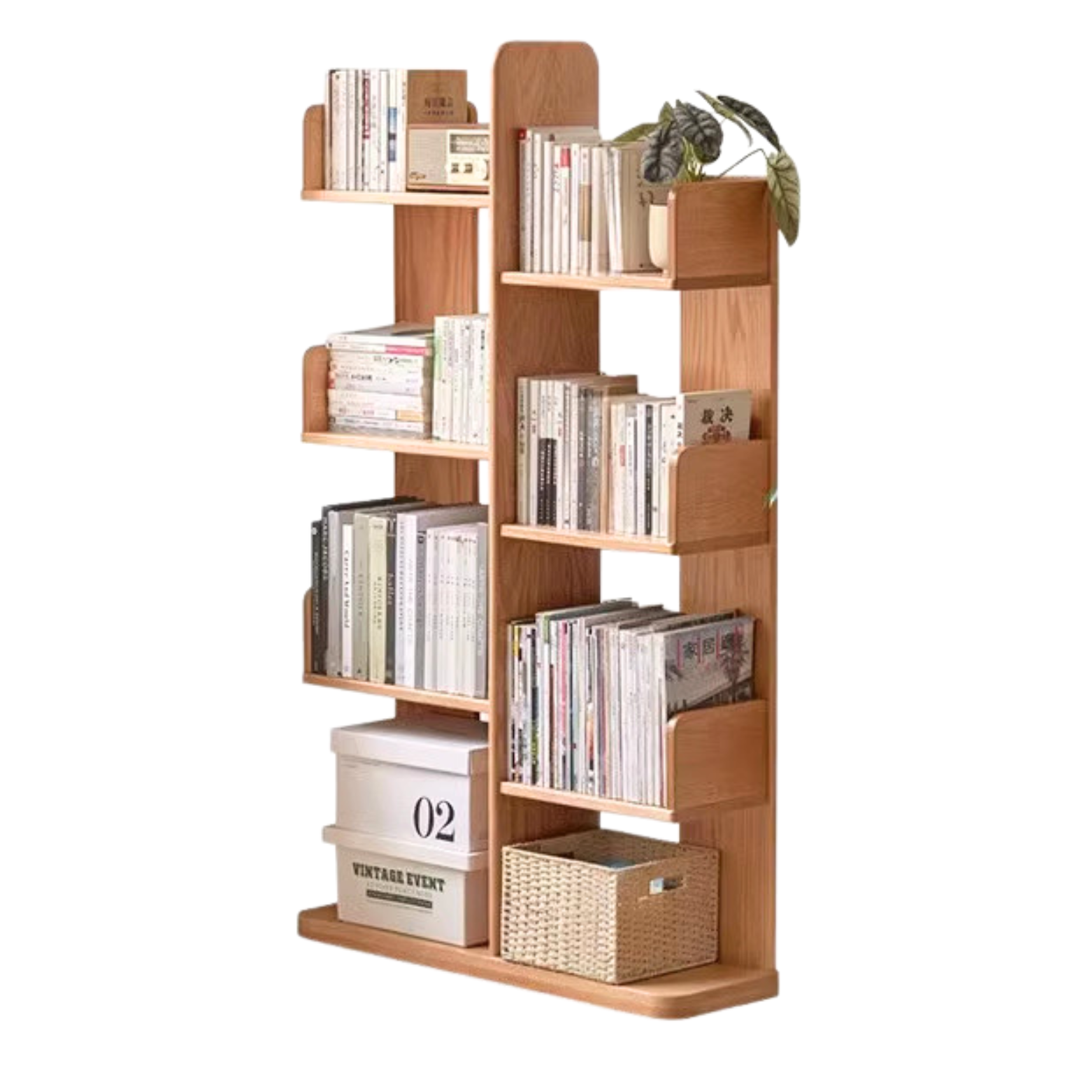 Oak Solid Wood Floor-Standing Bookshelf