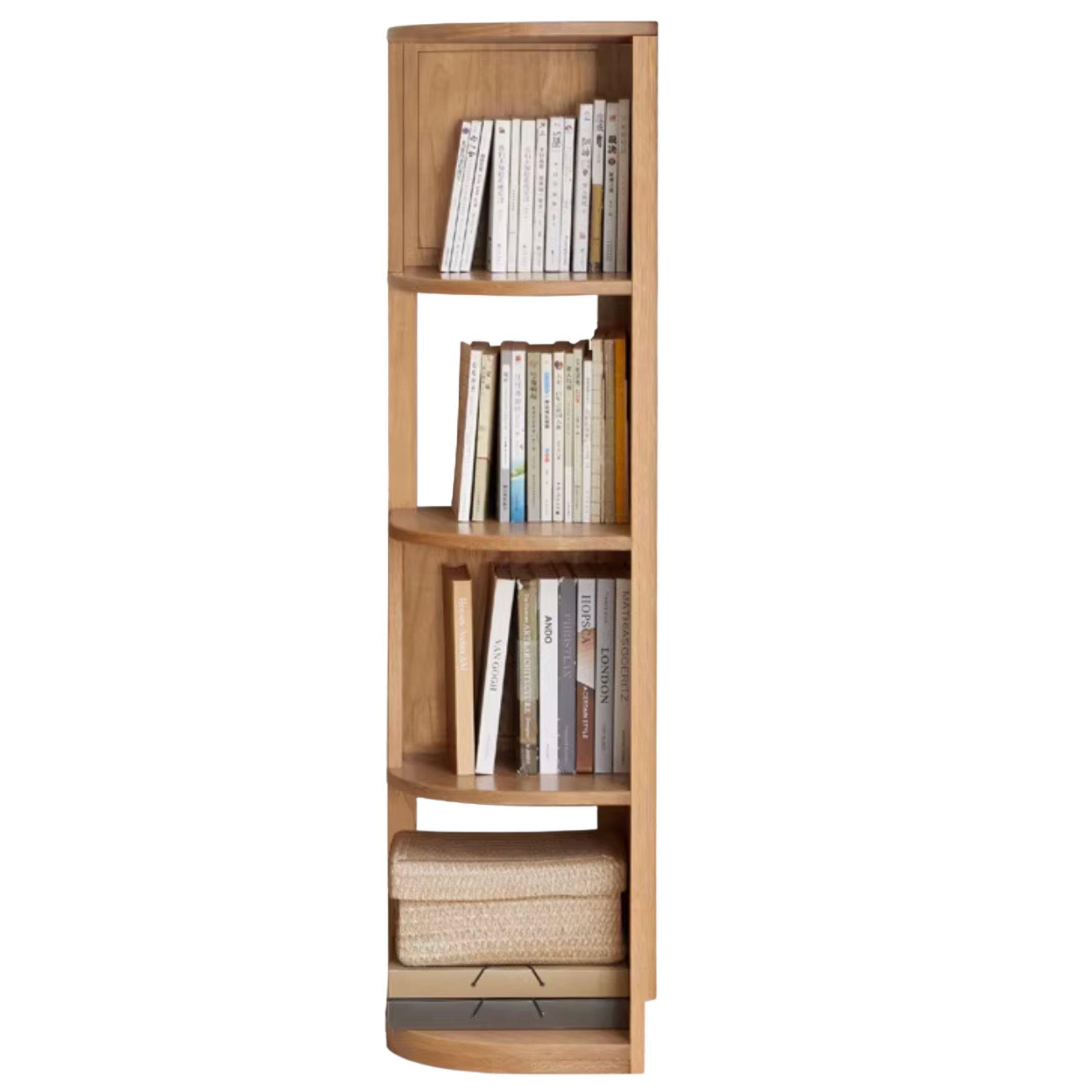 Oak, Rubbber Solid Wood Corner Bookshelf