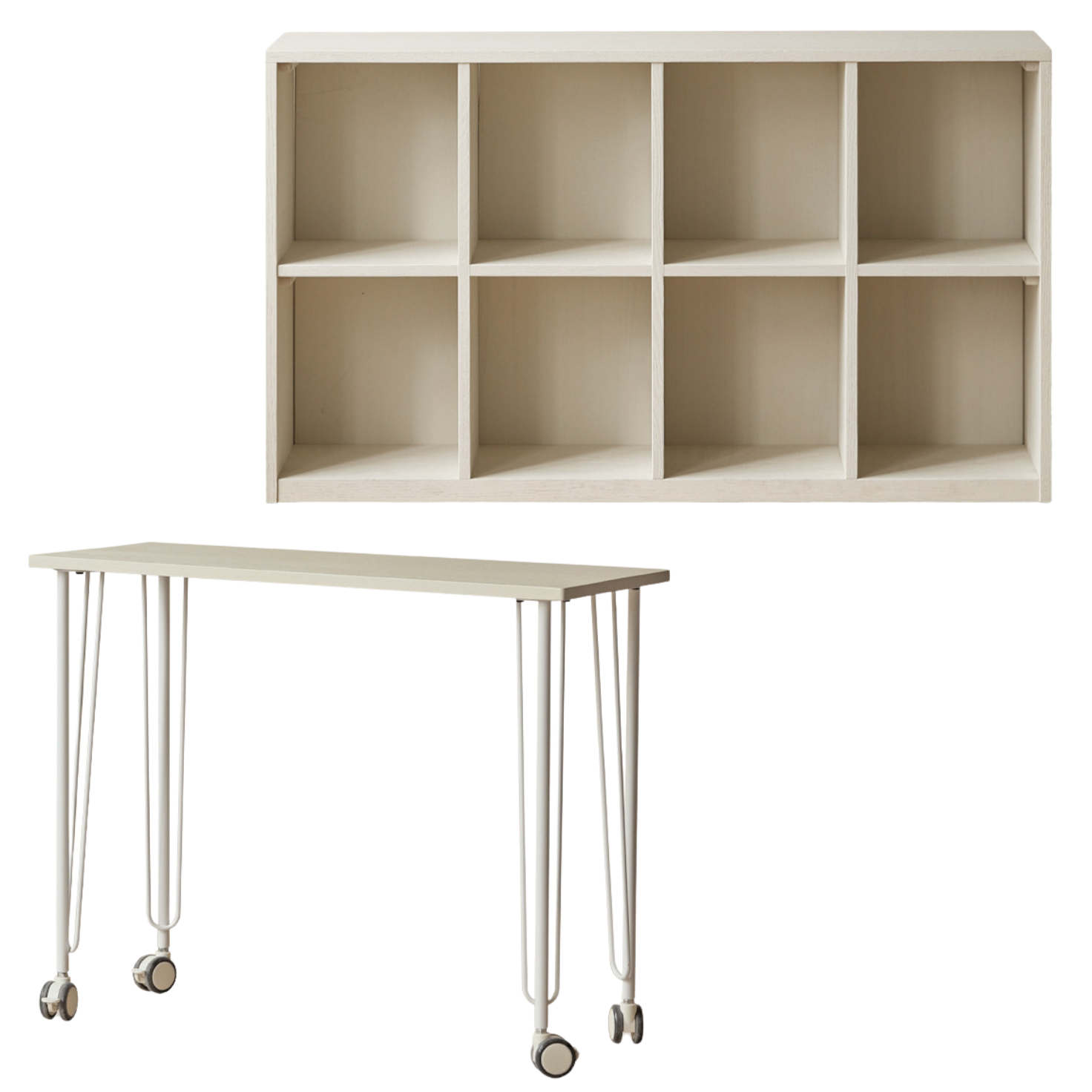Oak Solid Wood Bookcase Cream Office Desk