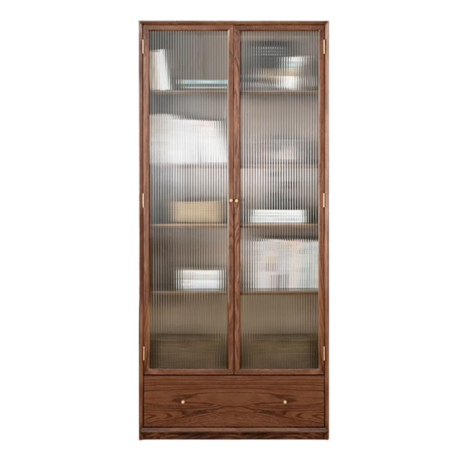 Oak, Ash Solid Wood Modular Bookcase with Glass Doors