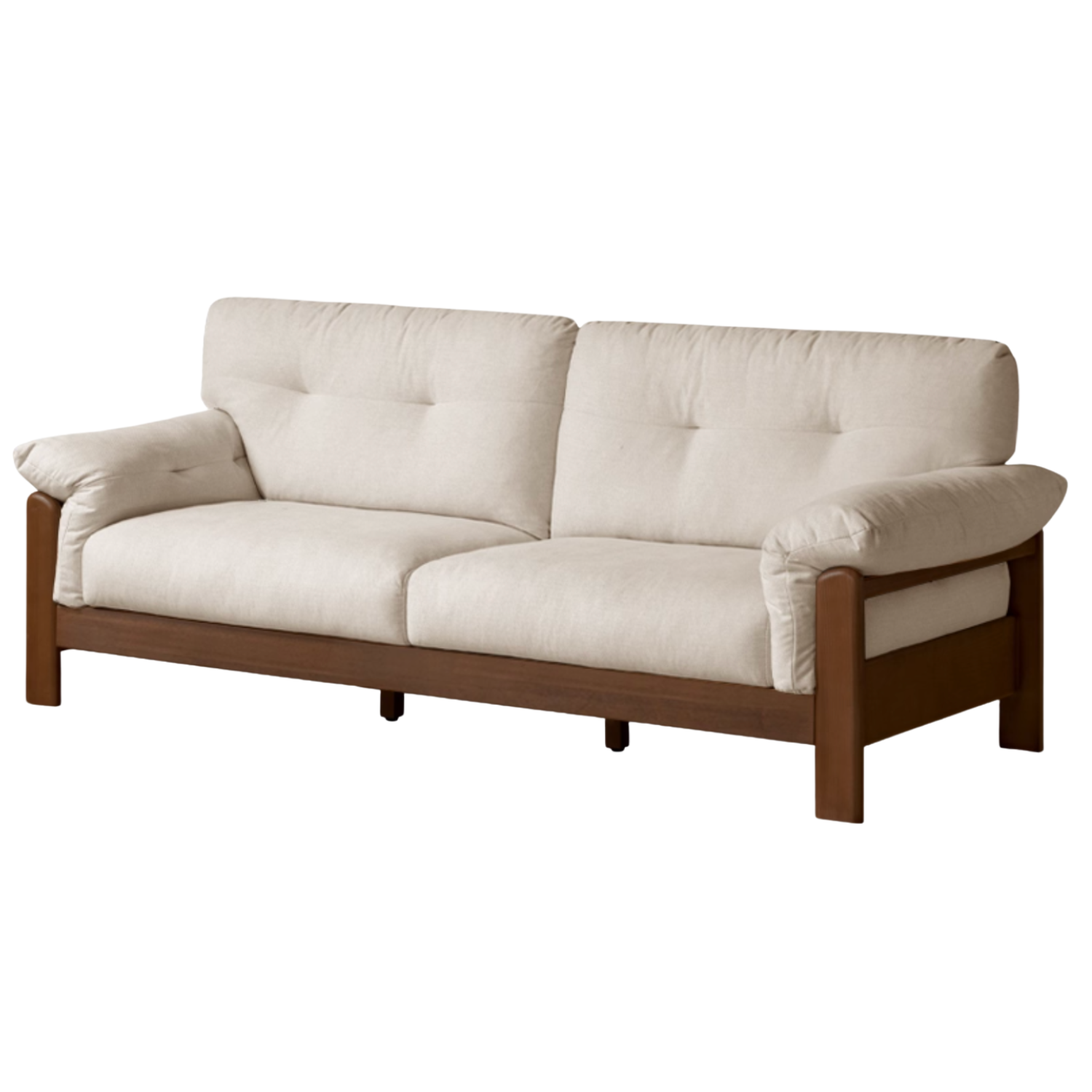 Sandalwood, Ash Solid Wood Genuine leather, fabric sofa