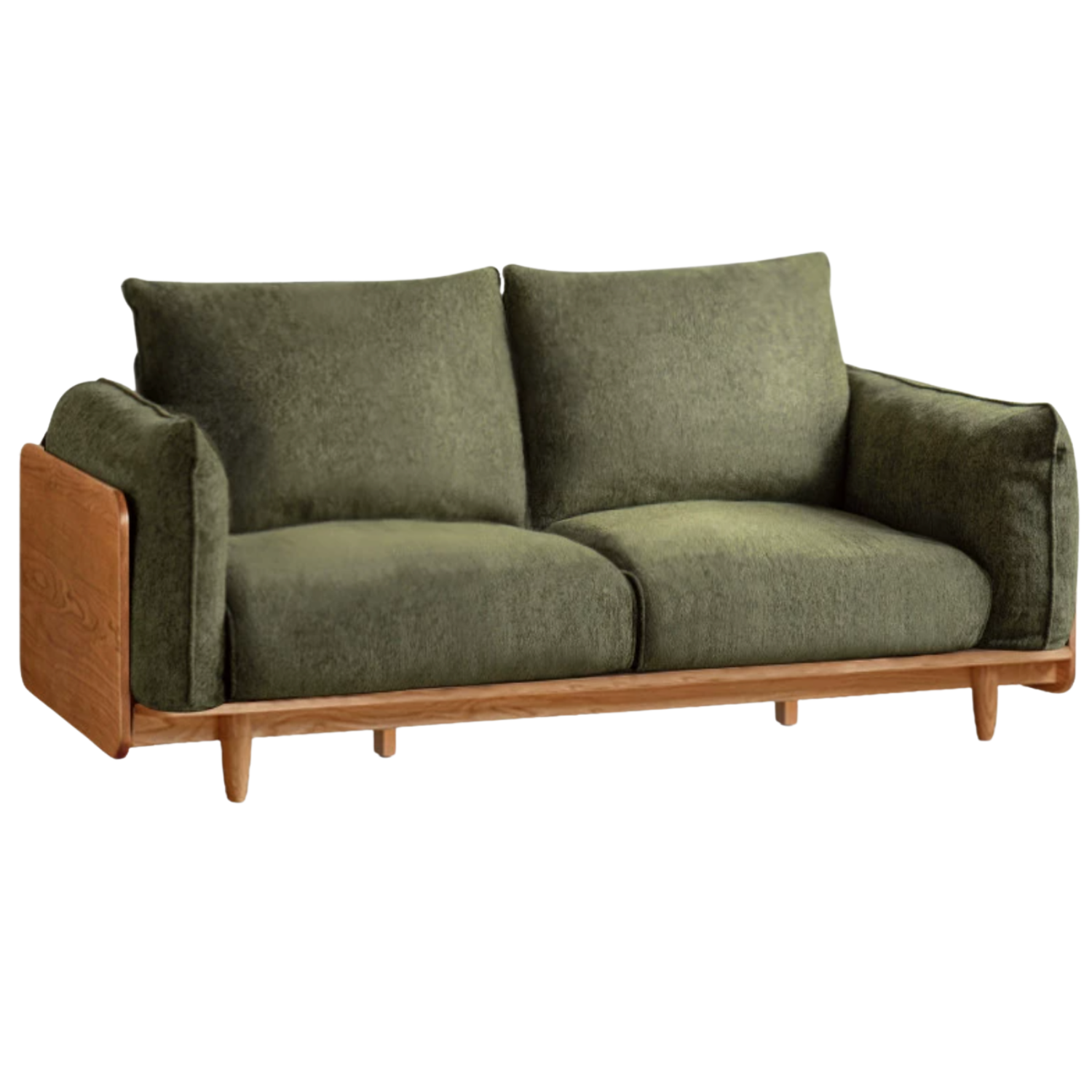 Cherry Wood Contemporary Casual Sofa Genuine Leather, Fabric