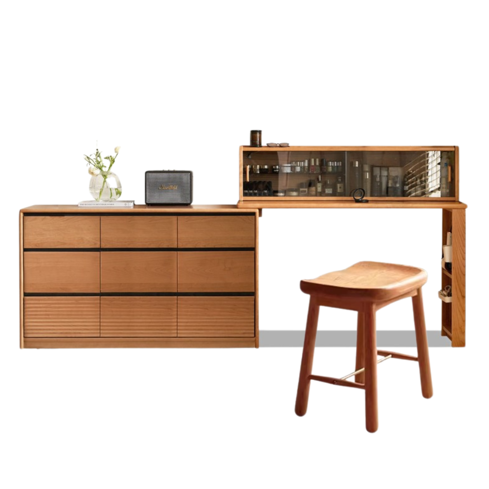 Cherry Solid Wood Retro Dressing Table.