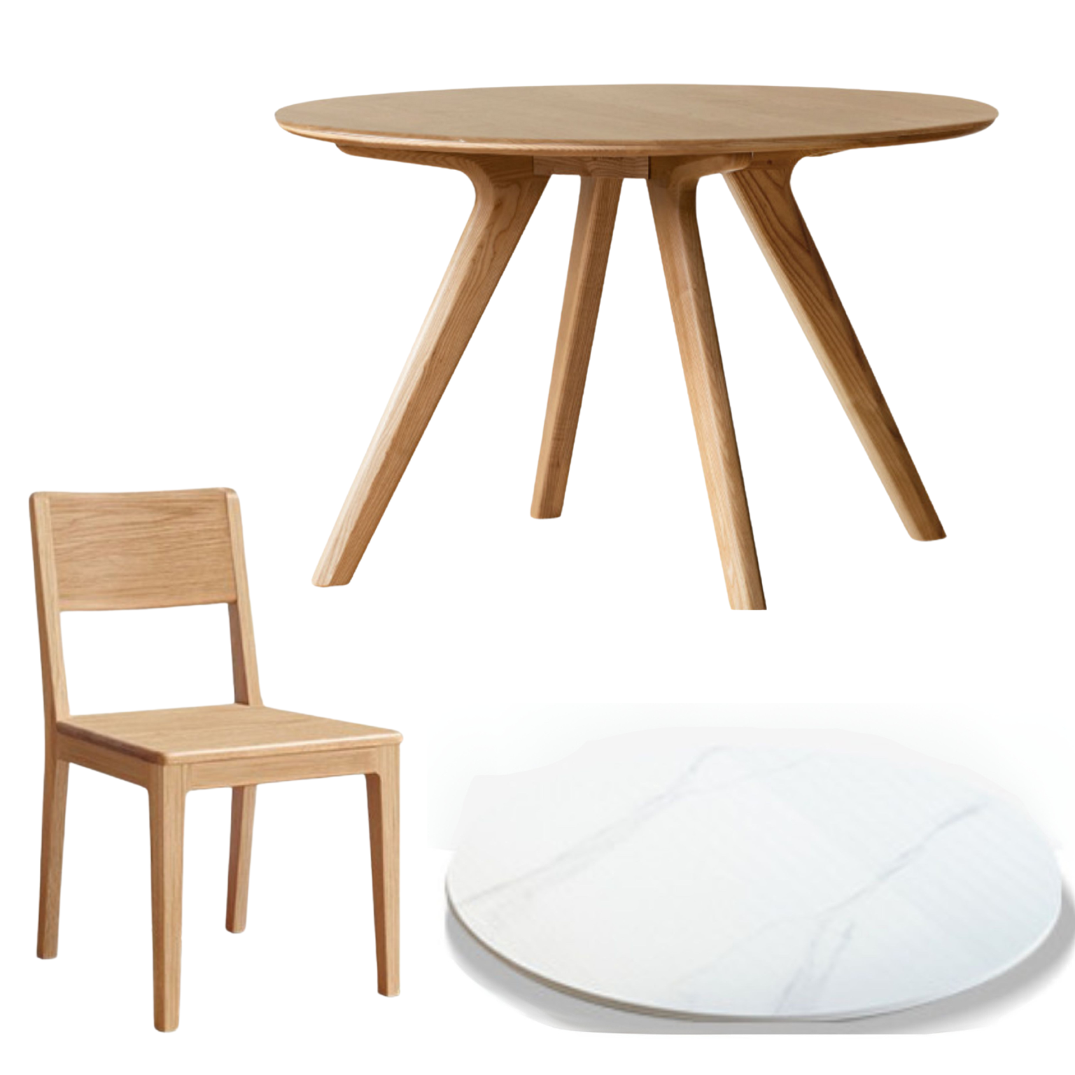 Ash Solid Wood Modern Rock Round Table.