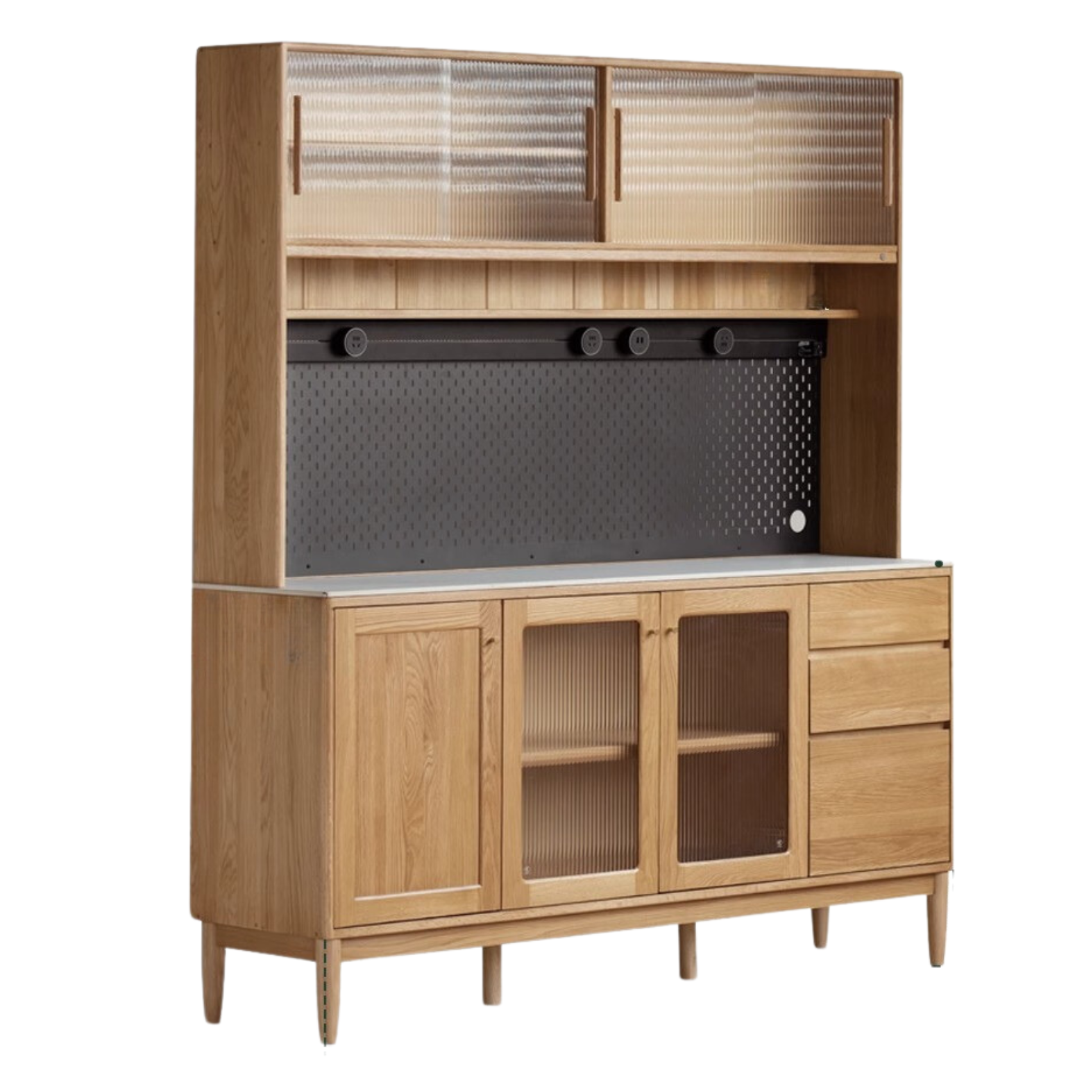 Oak Solid Wood Rock Plate Capacity High Storage Cabinet