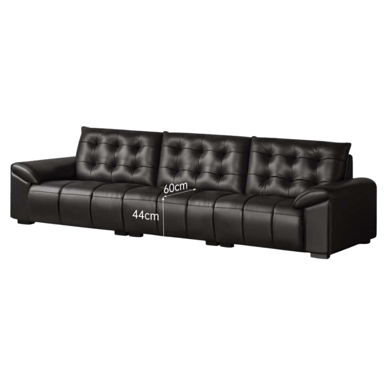 Genuine Leather Sofa with Biscuit Tufted Cushions and Track Arms