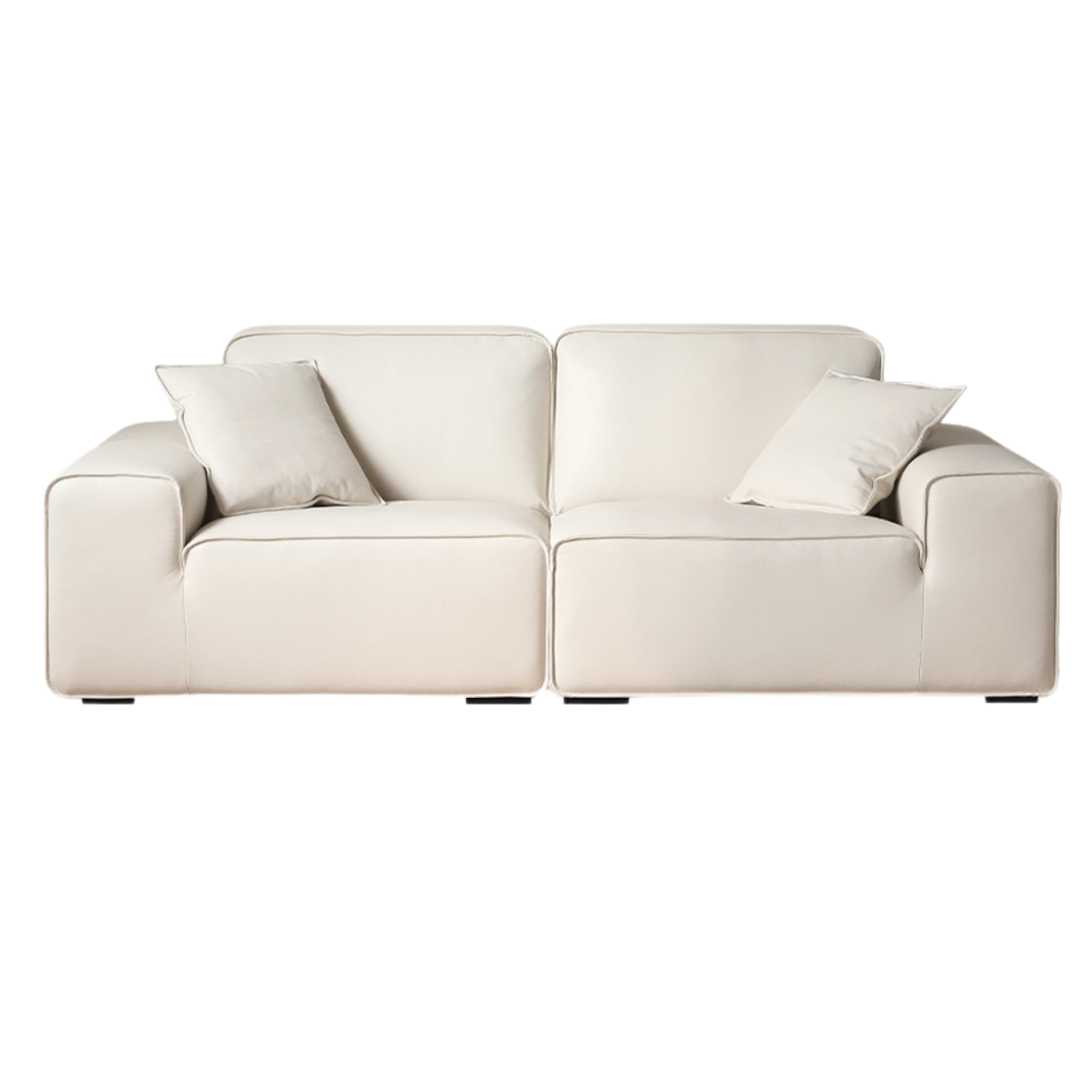 Top-grain Cowhide Leather Black Sofa.