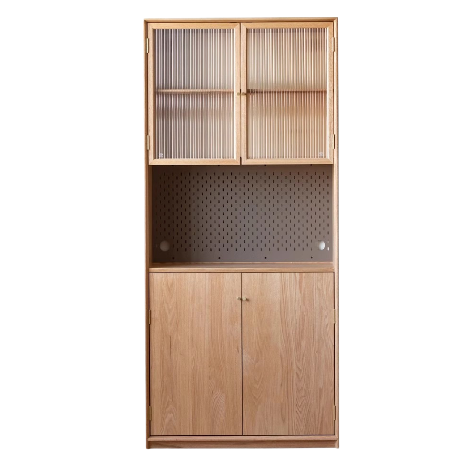 Oak Solid Wood Nordic Style Bookshelf with Floor Storage Cabinet