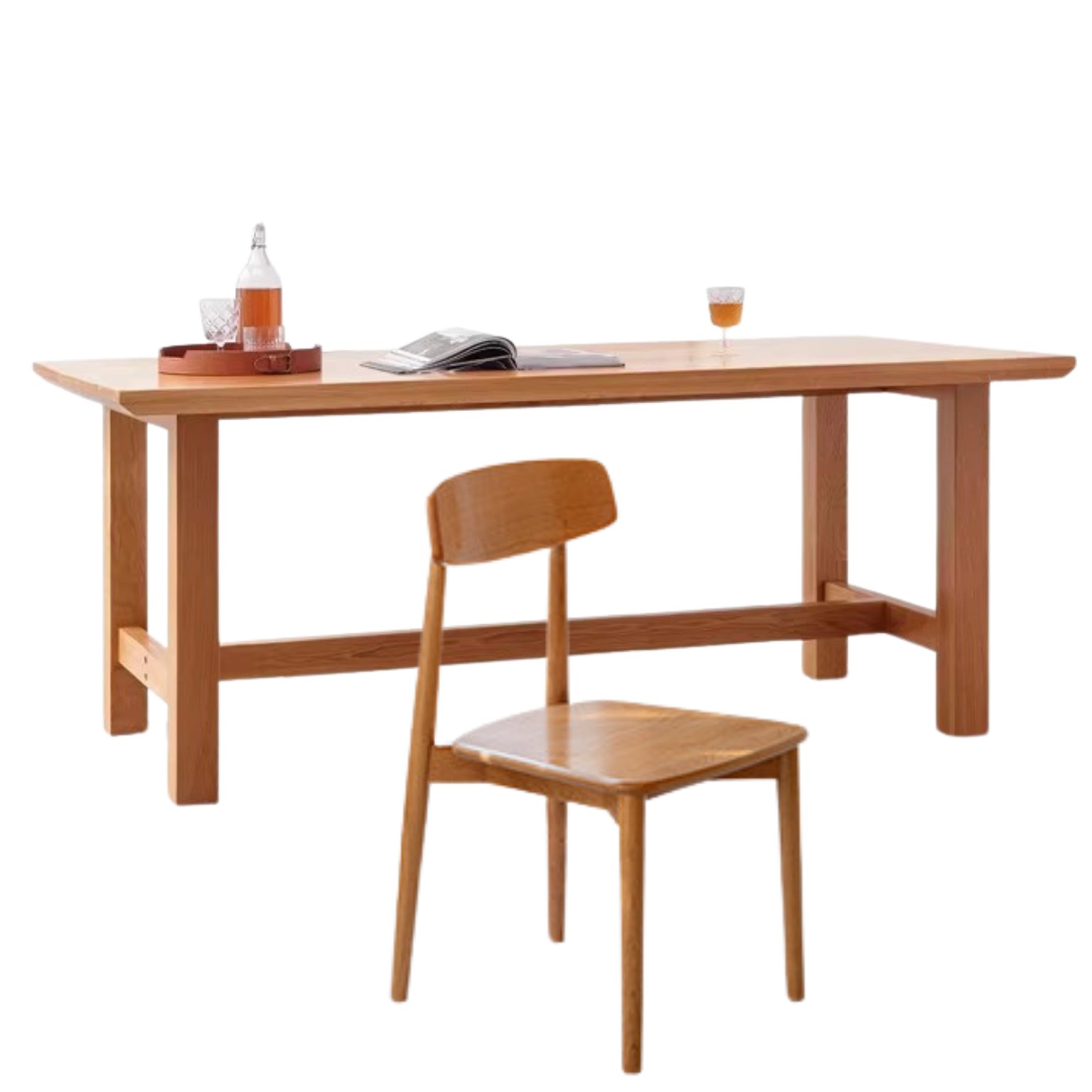 Oak, Ash, Poplar, Cherry Solid Wood Rustic Style Dining Table