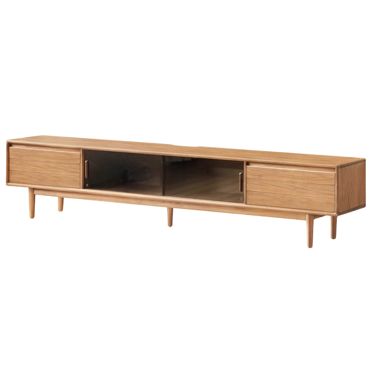 Black Walnut, Oak Solid Wood Sliding Doors TV Cabinet