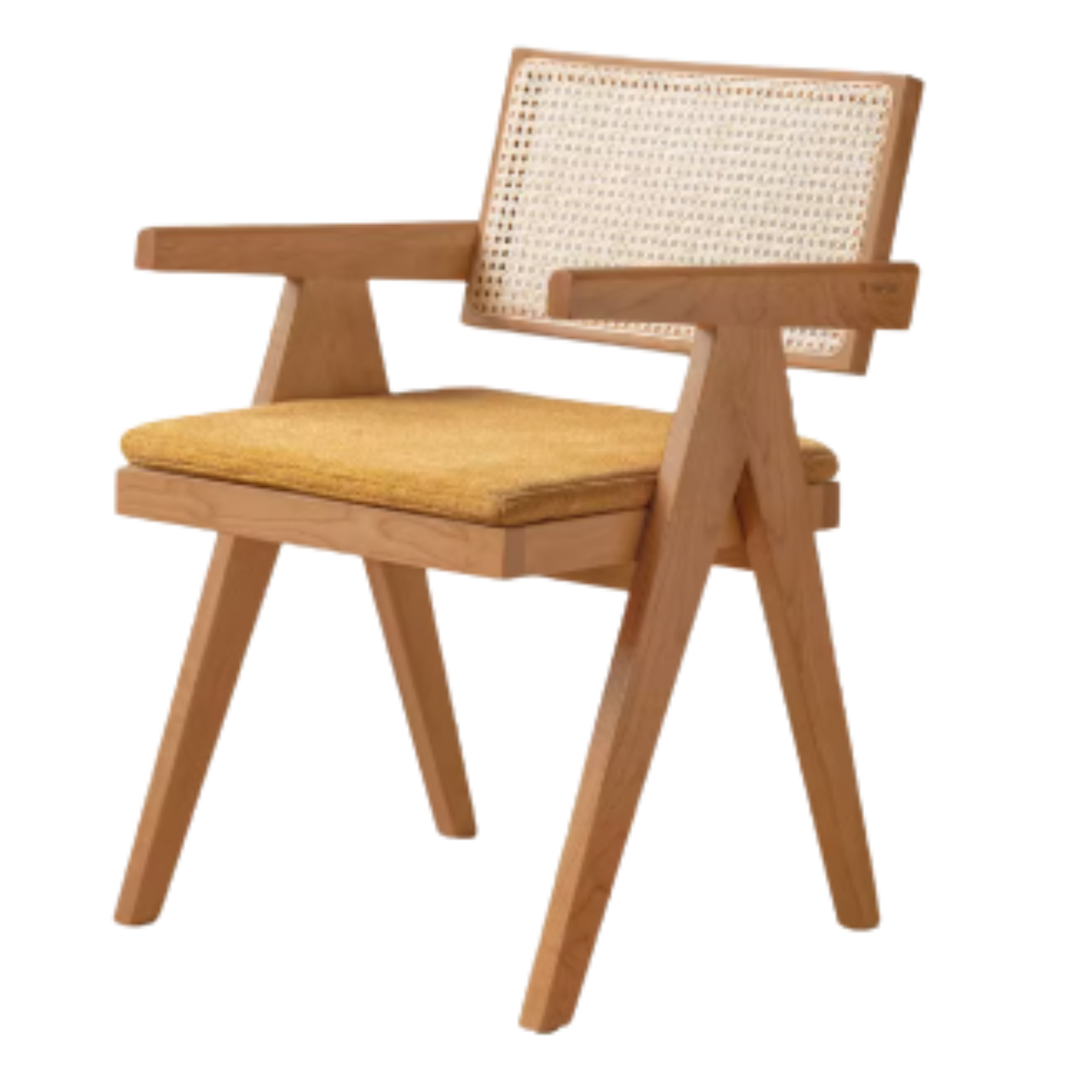 Ash, Oak, Cherry, Black Walnut, Beech Solid Wood Retro Rattan Chair: