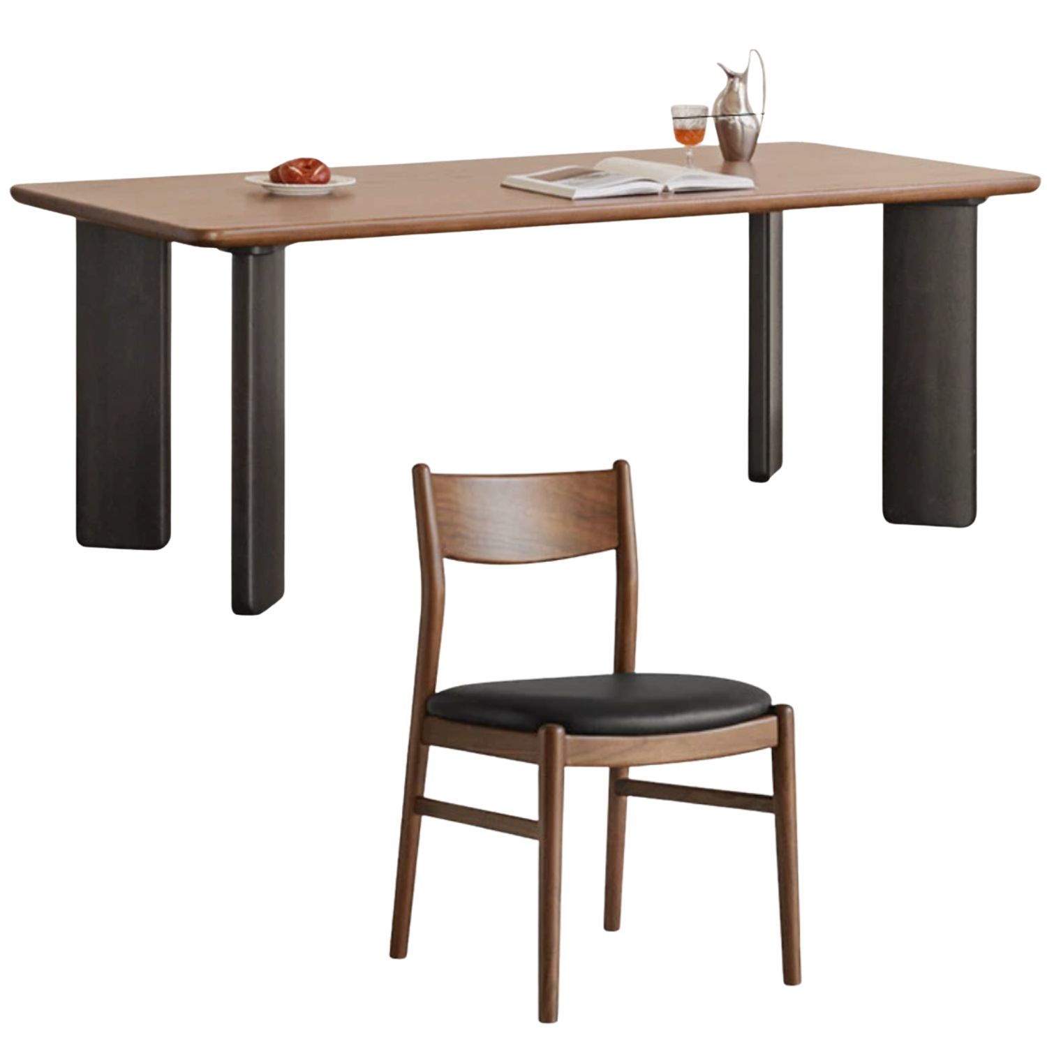 Black Walnut Solid Wood Light Luxury Rectangular Dining Table