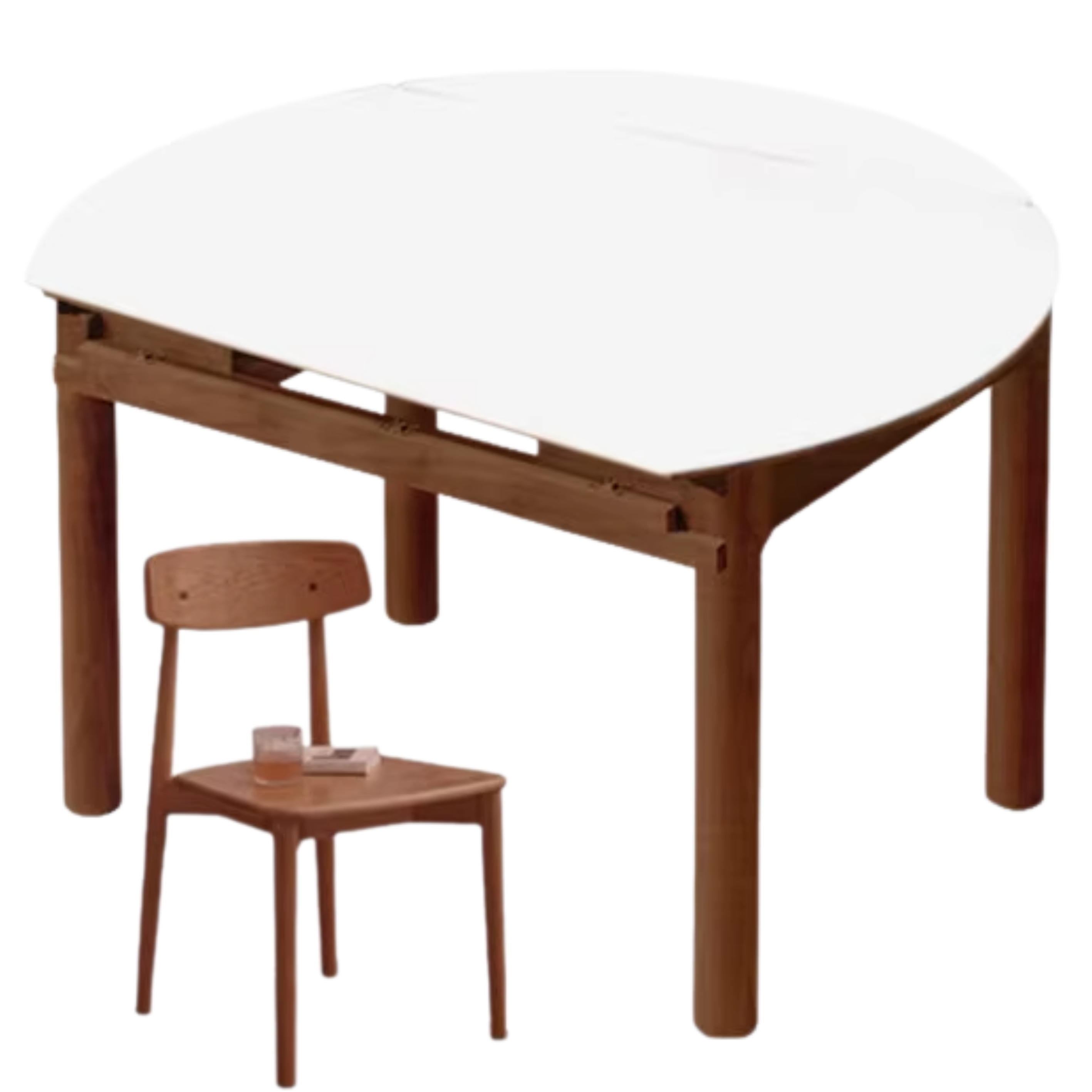 Oak, Black Walnut, Ash Solid Wood Rock Plate Folding Dining Table