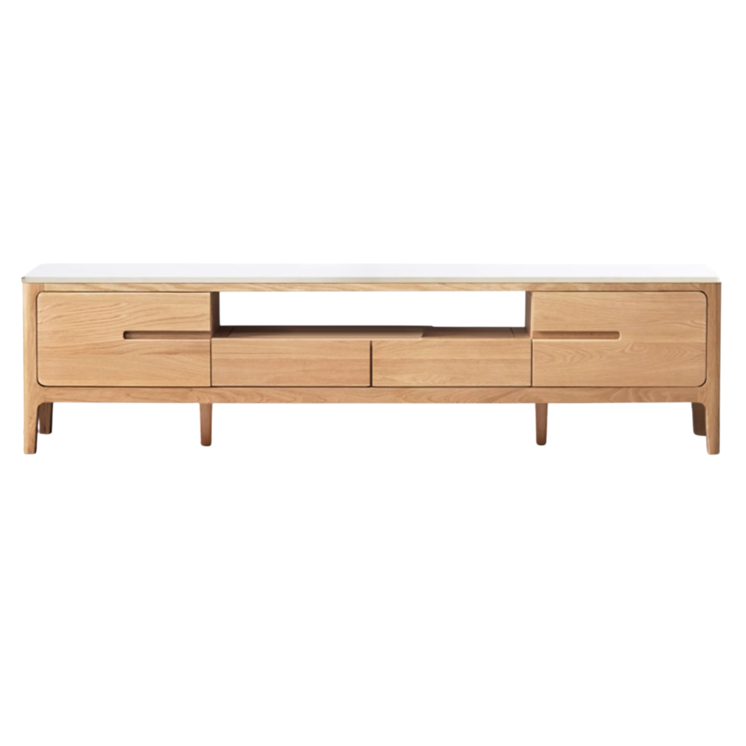 Solid Rubberwood, Oak Solid Wood TV Stand Slate Top.