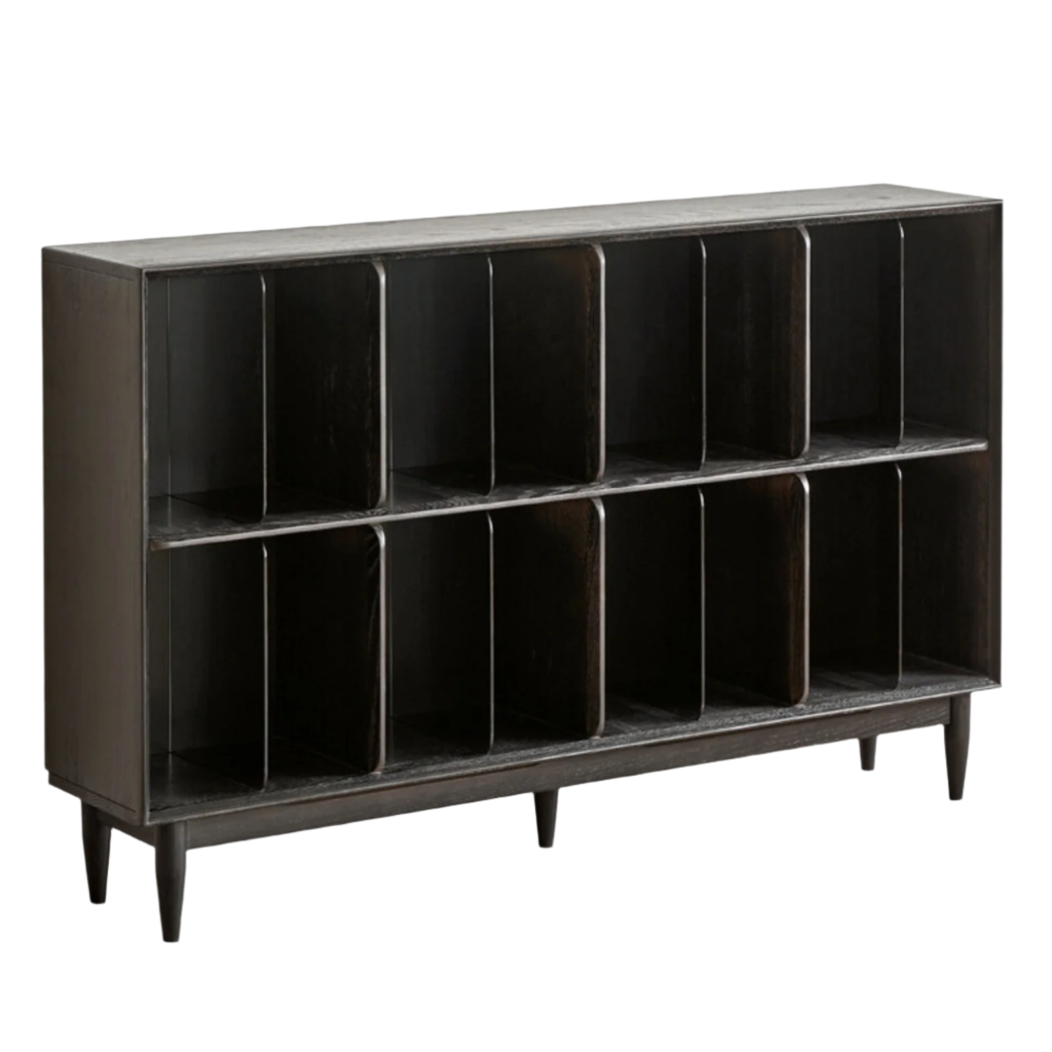 Oak, Ash Solid Wood Black Modern Bookcase