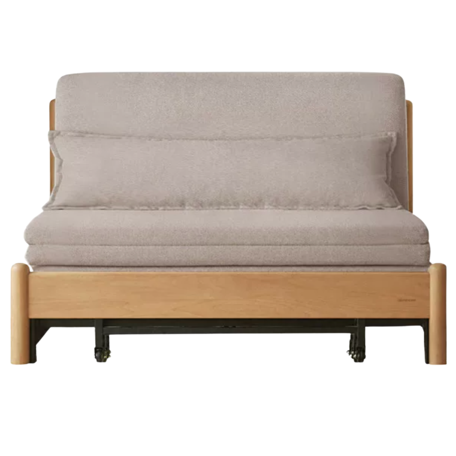 Beech Solid Wood Minimalist Pull-Out Sofa Bed