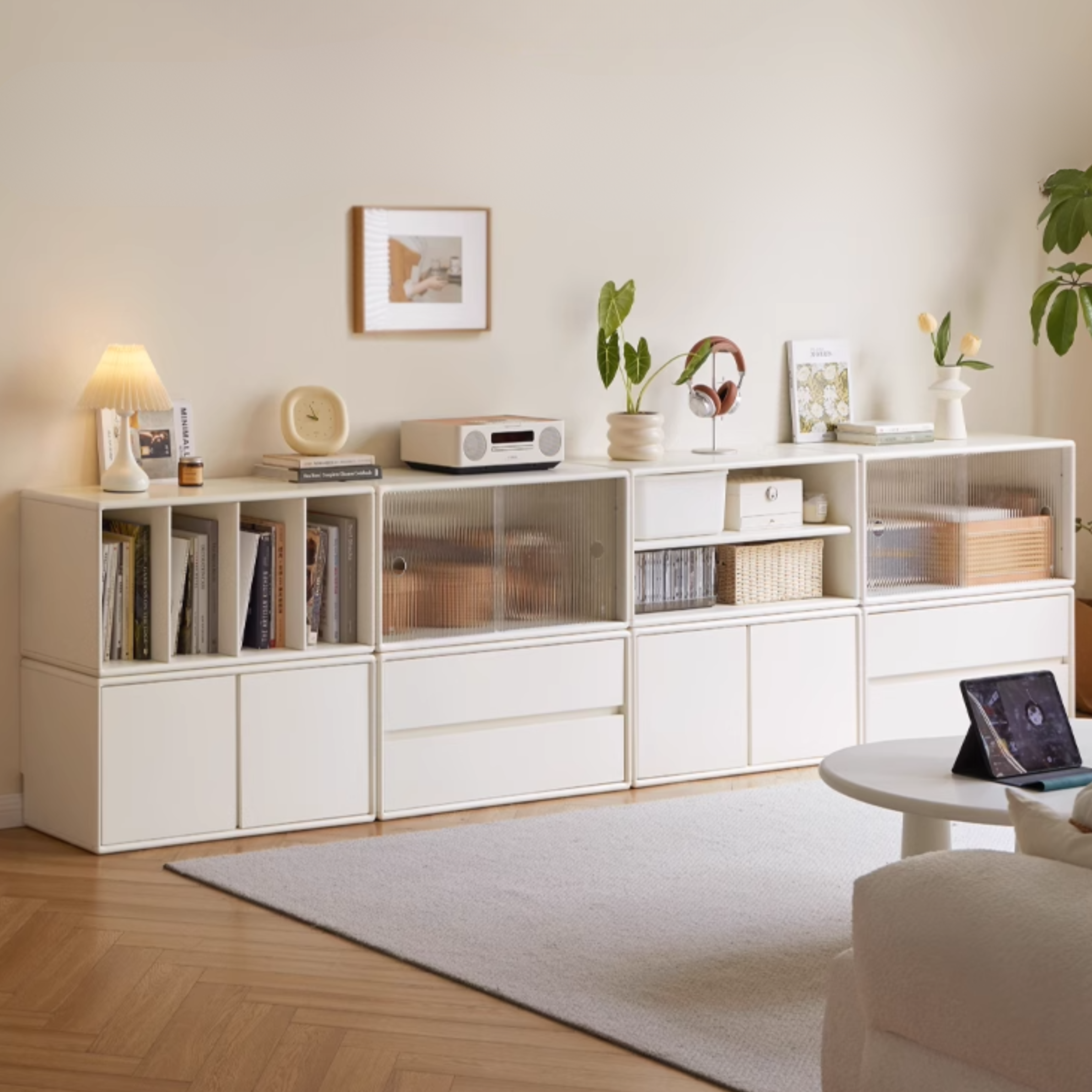 Oak Solid wood Locker Cream Style Free Combination Cabinet.