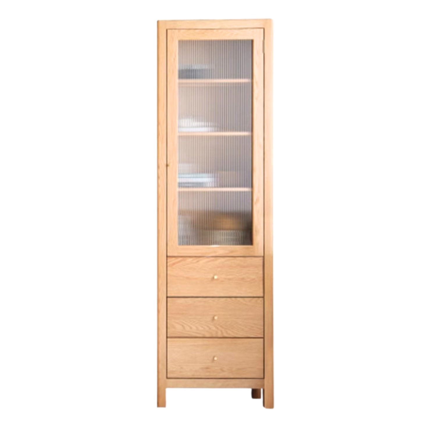 Oak, Solid Rubberwood Modern Minimalist Combination Bookcase