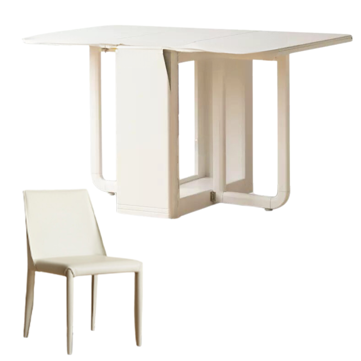 Poplar Solid Wood Cream Wind Rock Slab Folding Dining Table