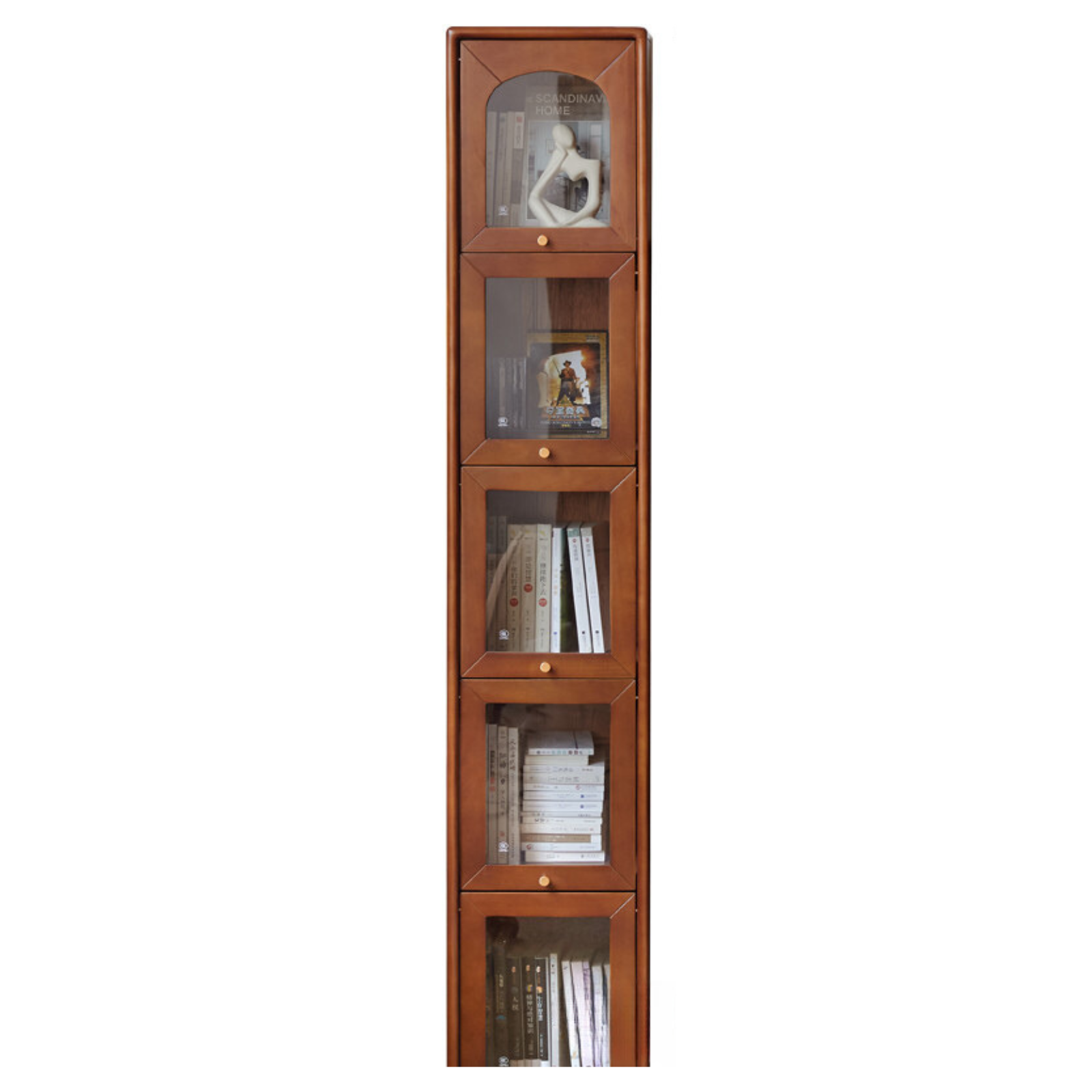 Poplar Solid Wood French Retro Glass Flip Door Bookcase