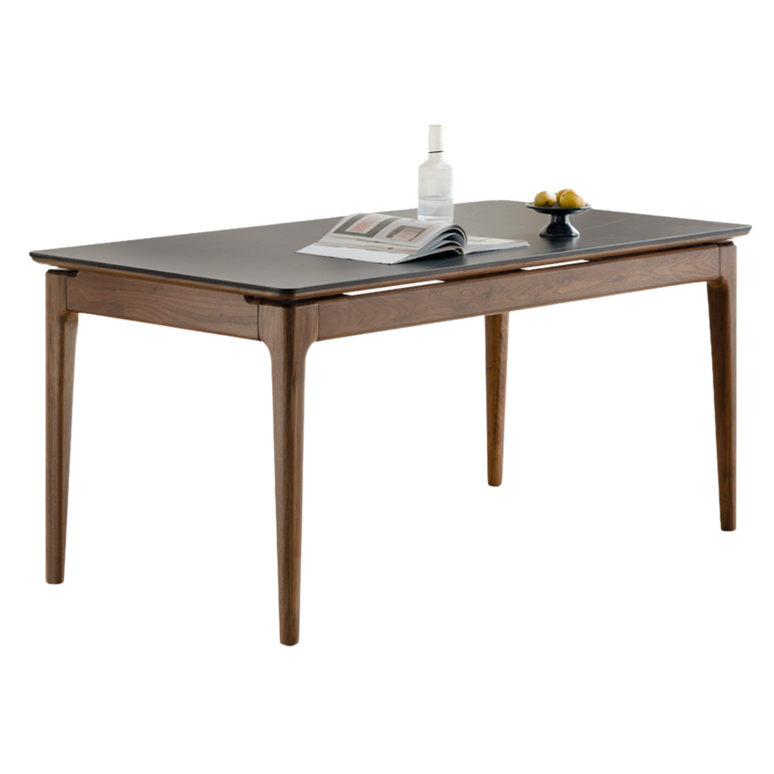 Black Walnut Solid Wood Rock Plate Dining Table