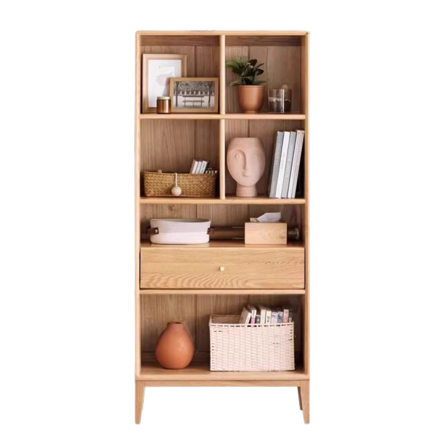 Oak Solid Wood Nordic Style Bookcase