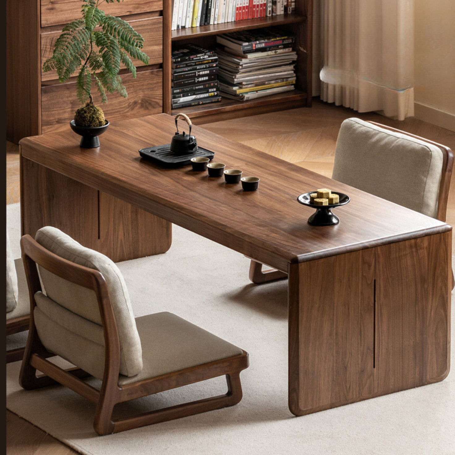 Black Walnut Solid Wood Modern Tea Table.