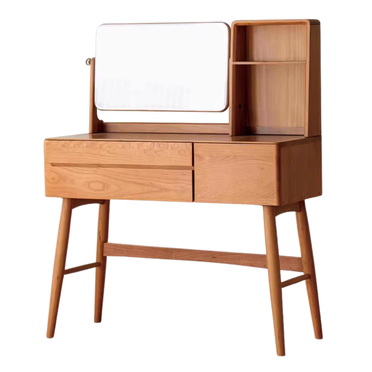 Cherry Solid Wood Vanity Table Nordic Makeup Mirror.