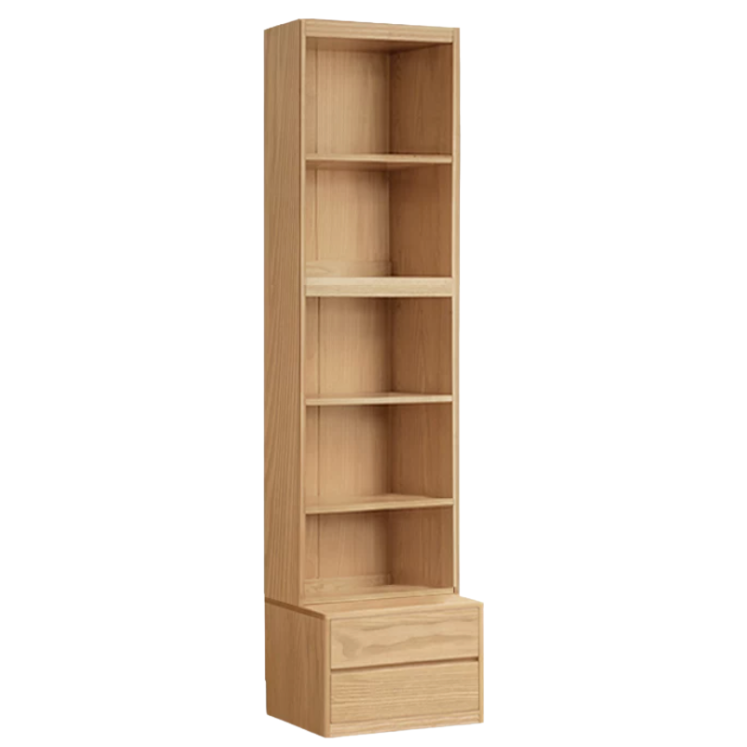 Ash Solid Wood Wall-Mounted Bookcase with Integrated Study Shelf