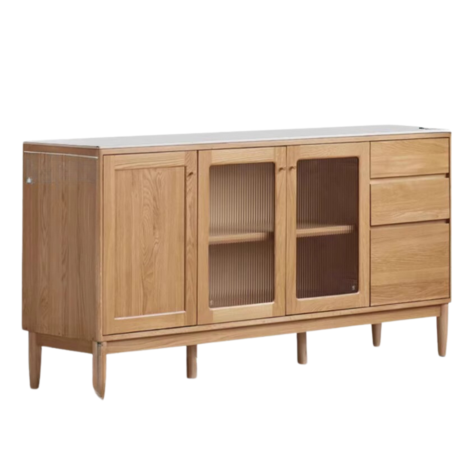 Oak Solid Wood Rock Plate Capacity High Storage Cabinet