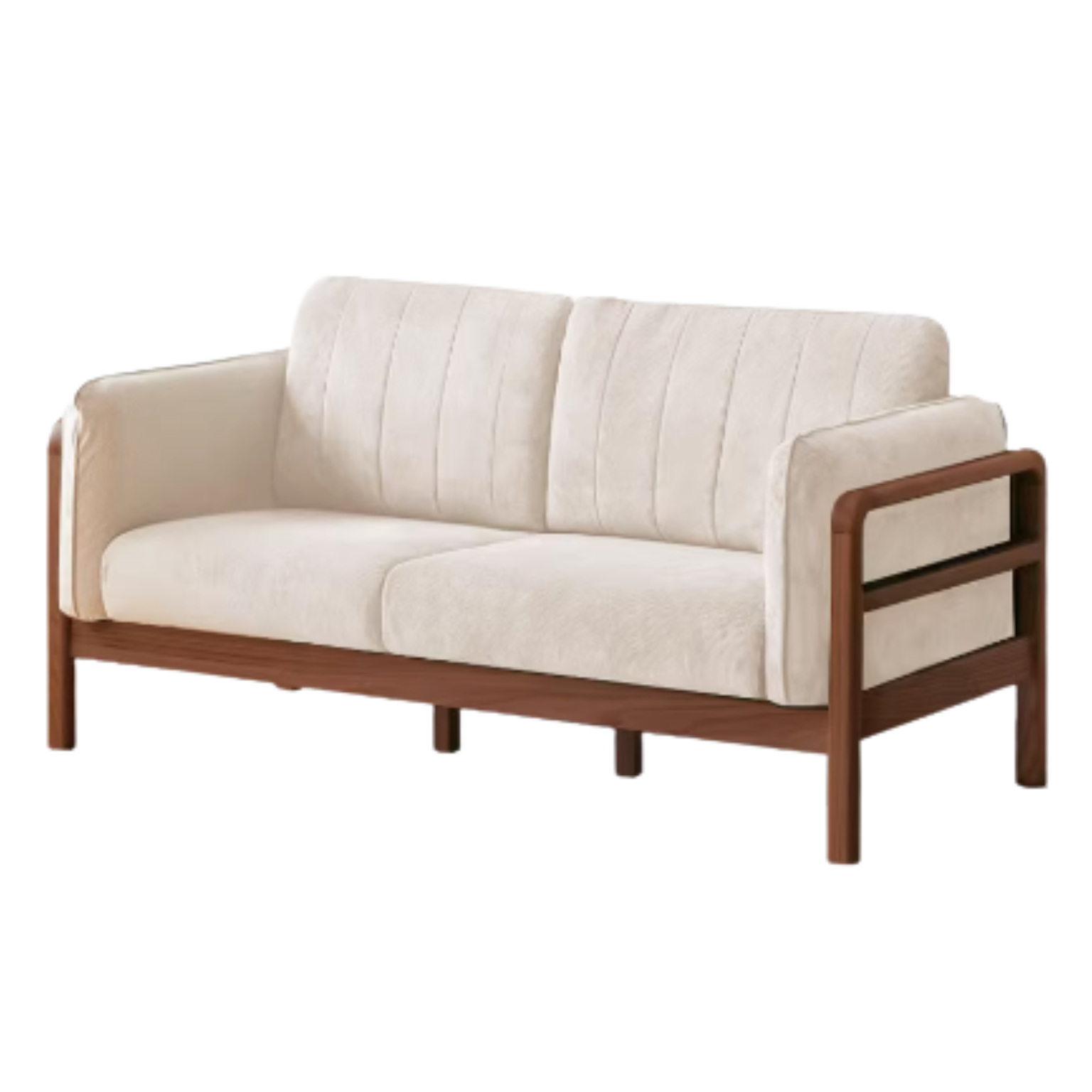 Oak, Beech Solid Wood Modern Simple Fabric Straight Sofa