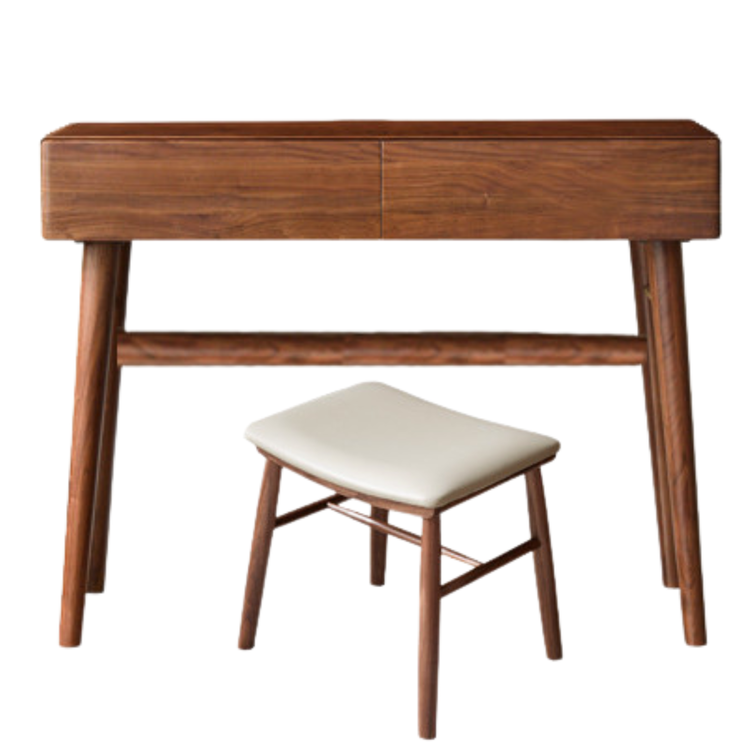 Black Walnut, Sandalwood Solid Wood Moon Makeup Mirror Vanity Table.