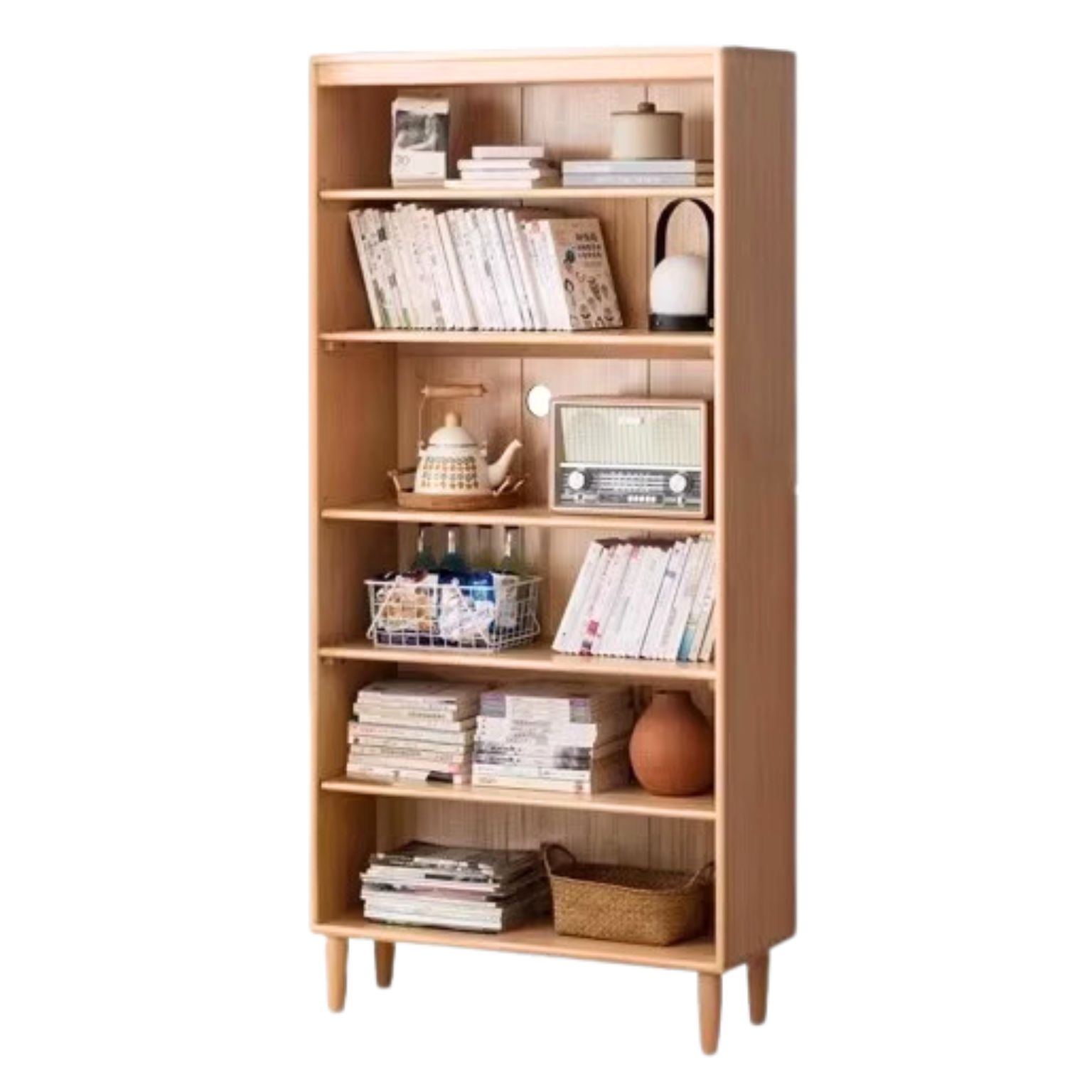 Beech Solid Wood Bookshelves Storage Shelf