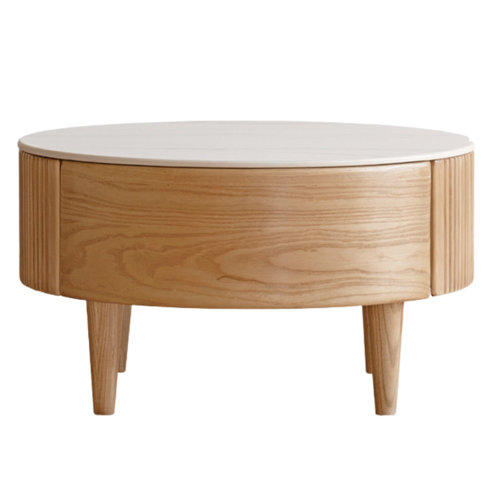 Ash Solid Wood Modern Rock Plate Round Table Coffee