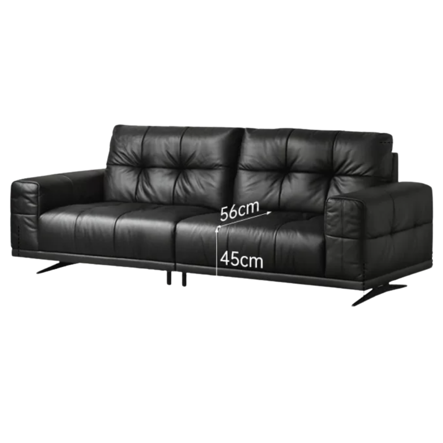 Genuine Leather Biscuit Tufted Sofa with Track Arms