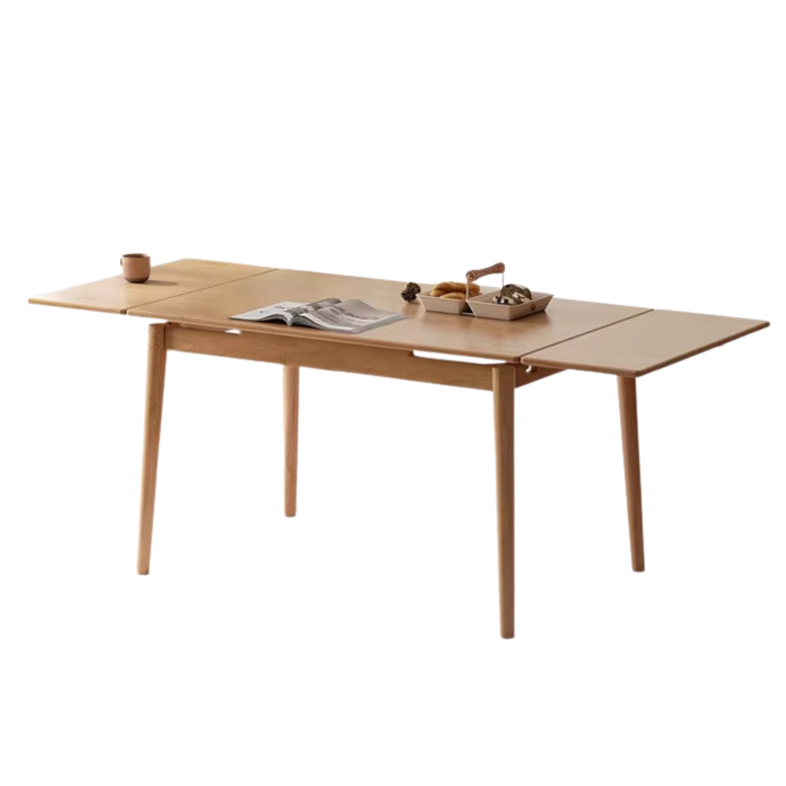 Oak Solid Wood Retractable Large Tabletop Dining Table