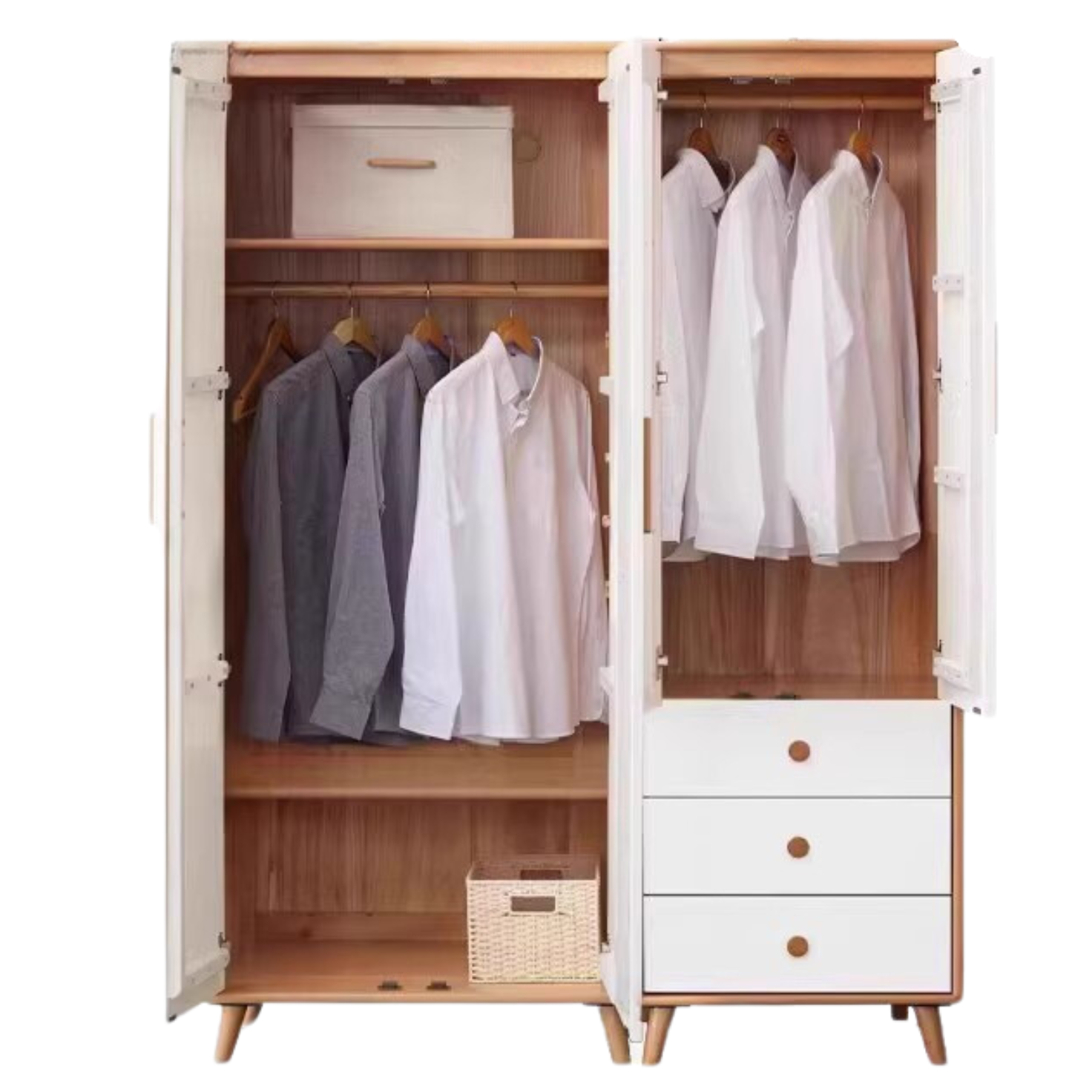 Beech Solid Wood Wardrobe Combination.