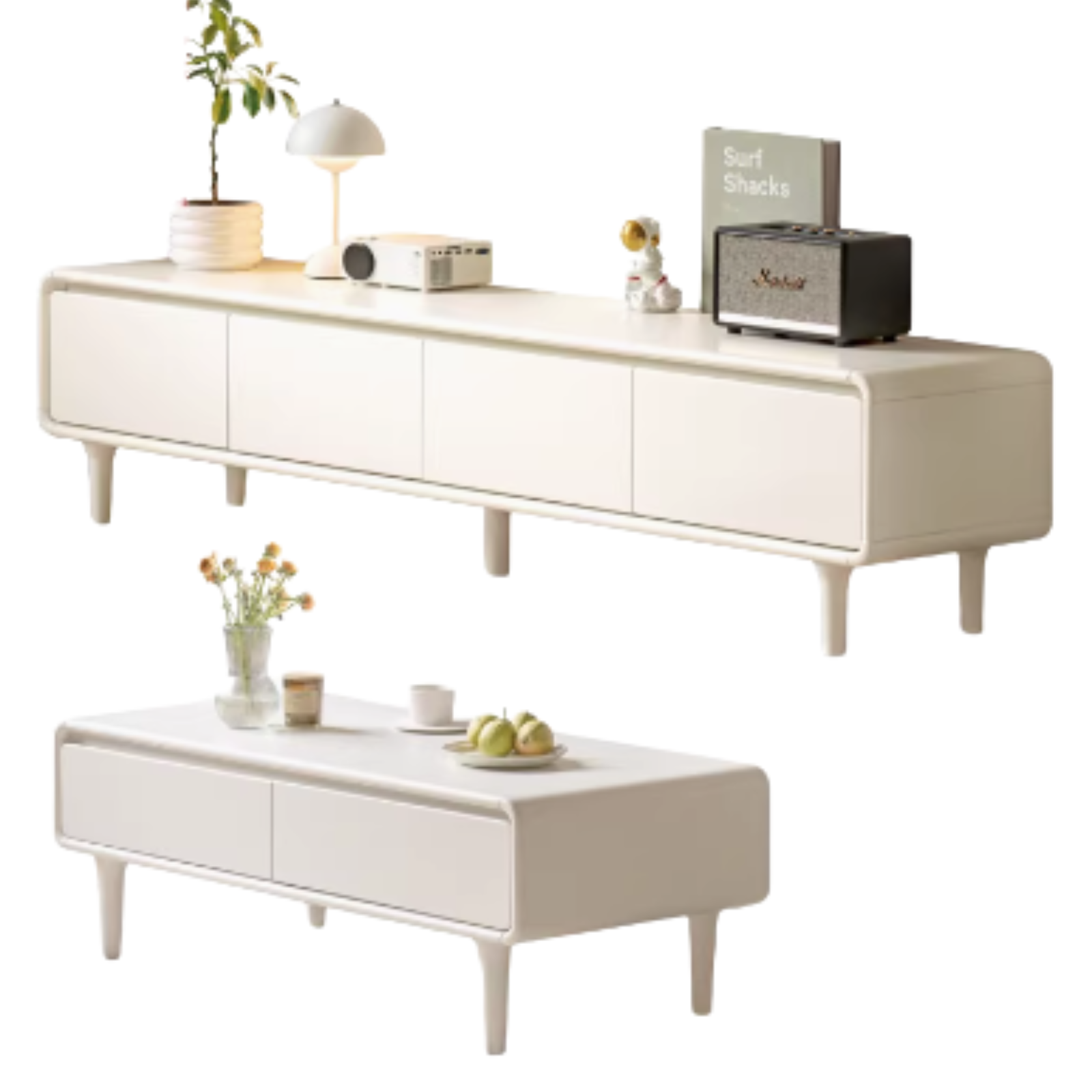 Solid RubberWood French Cream Style TV Cabinet.