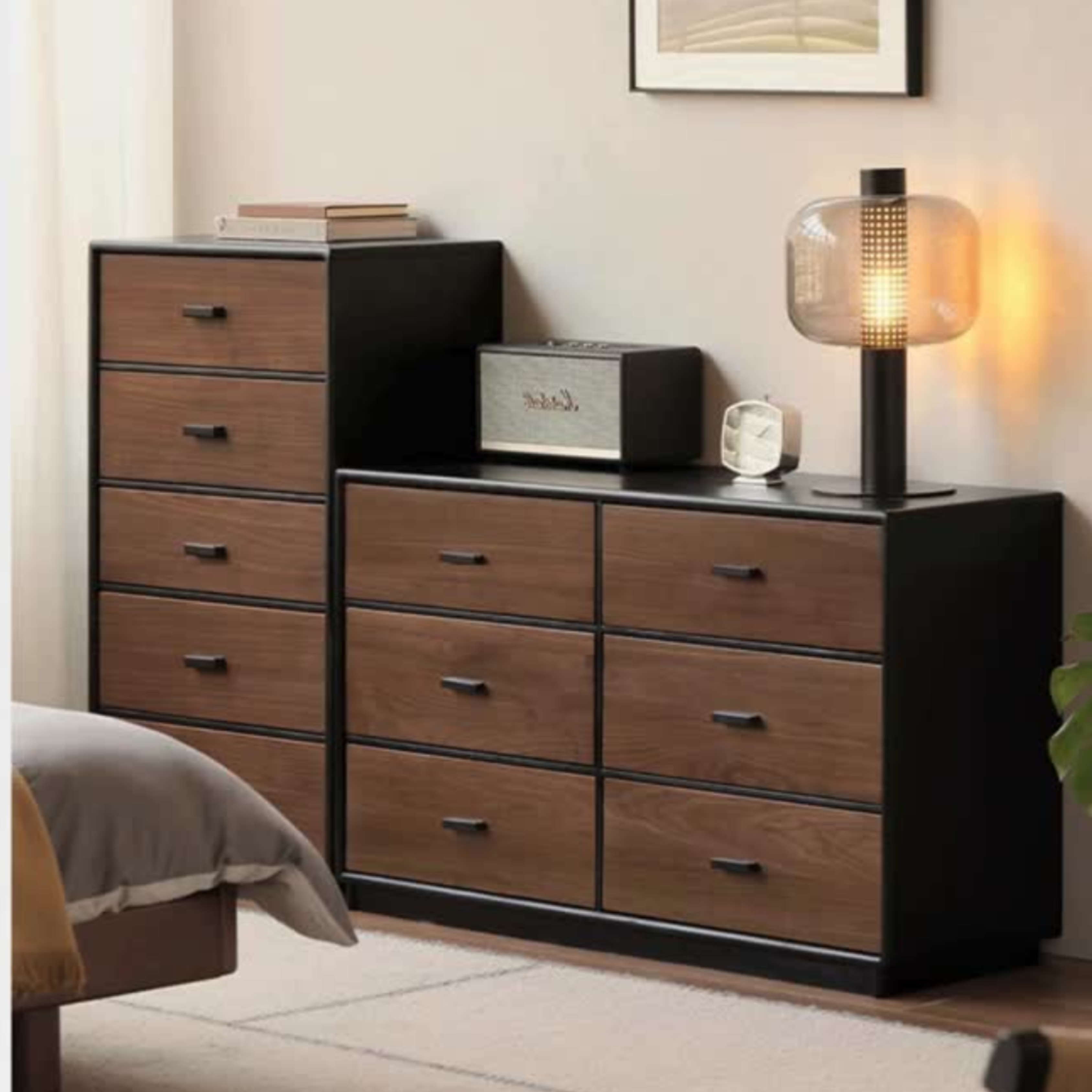 Oak Solid Wood Italian Light Luxury Chest of Drawers.