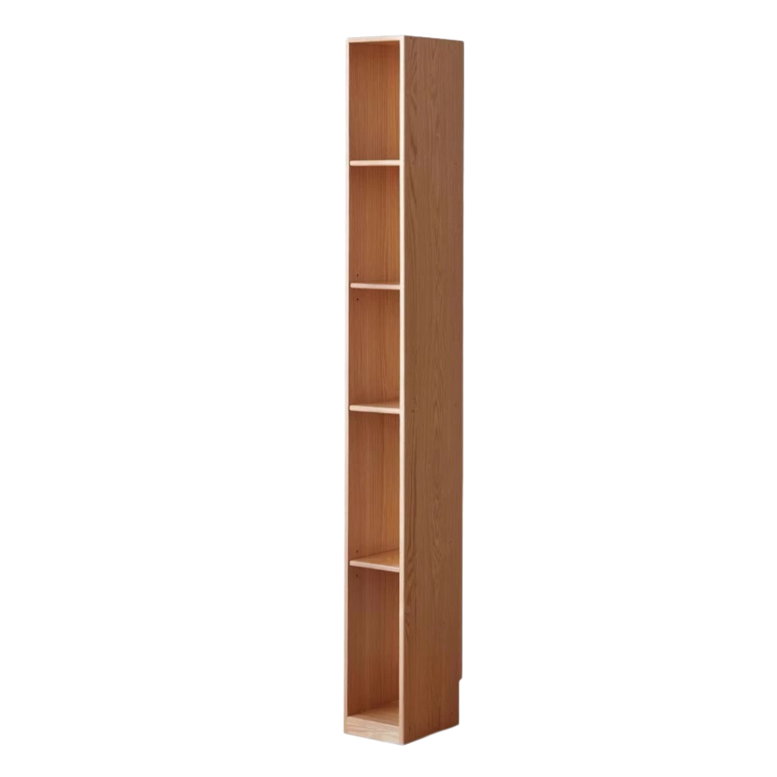 Oak, Rubber Solid Wood Ultra Narrow Bookcase