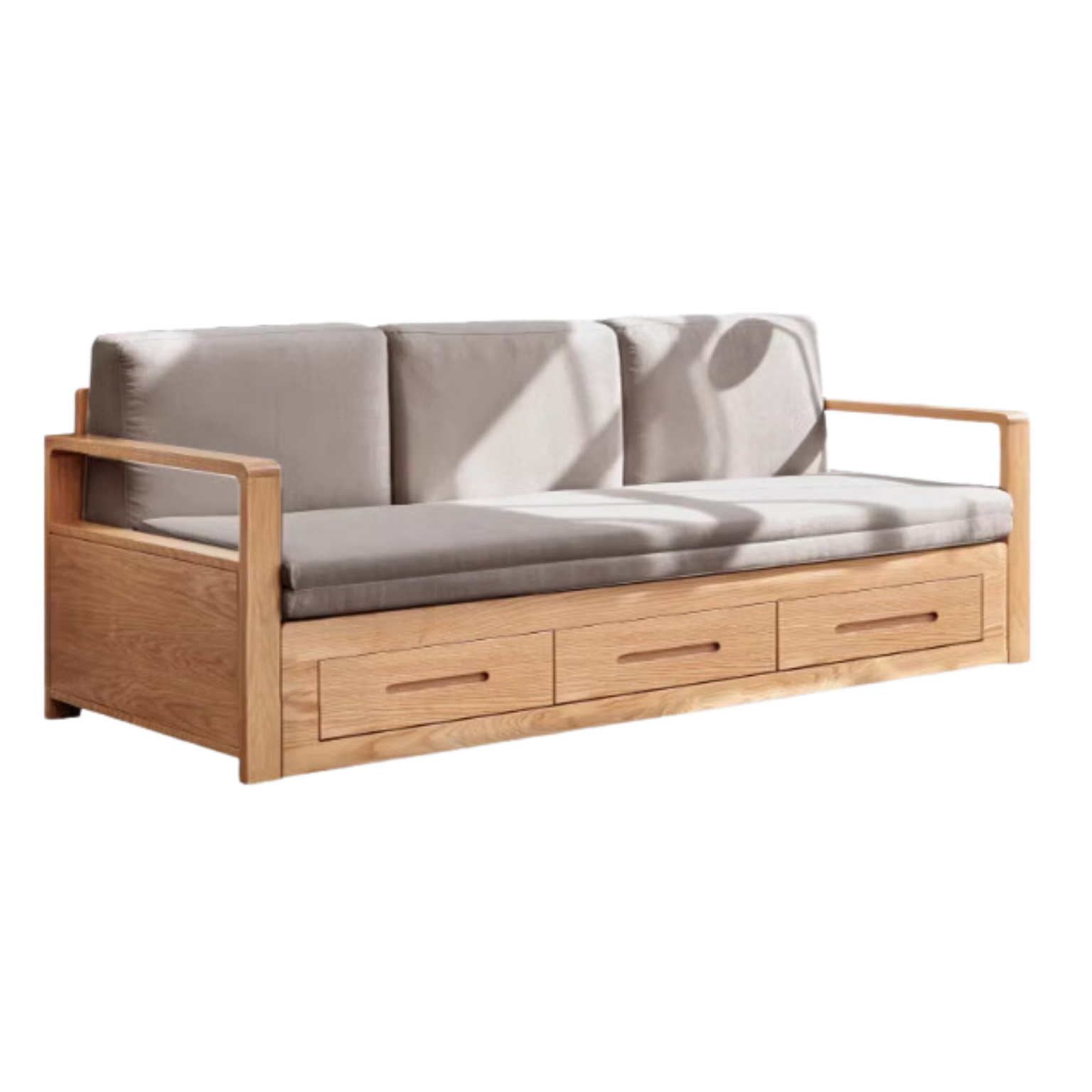 Oak, Ash Solid Woof Folding Storage Sofa Bed.
