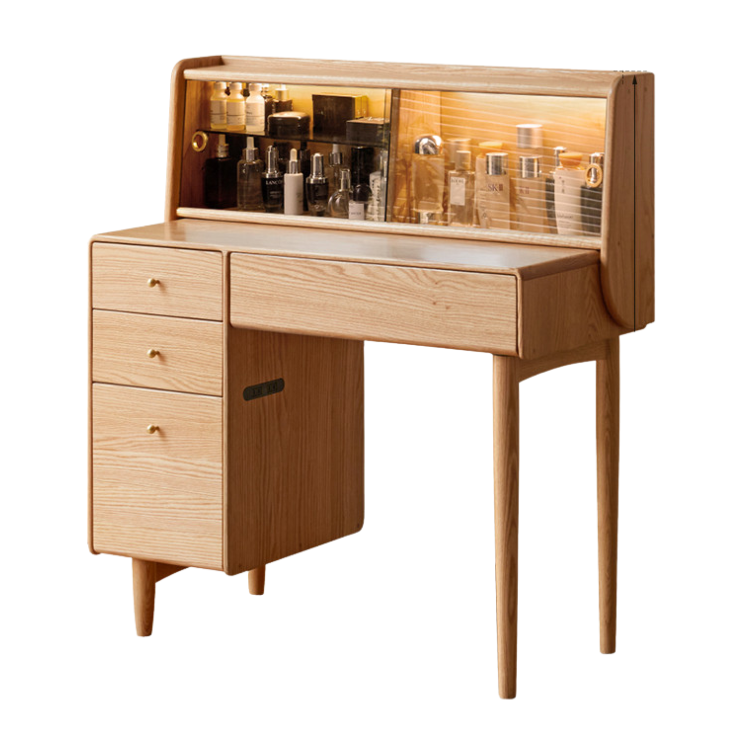 Oak Solid Wood Dressing Table Atmosphere With Lights.