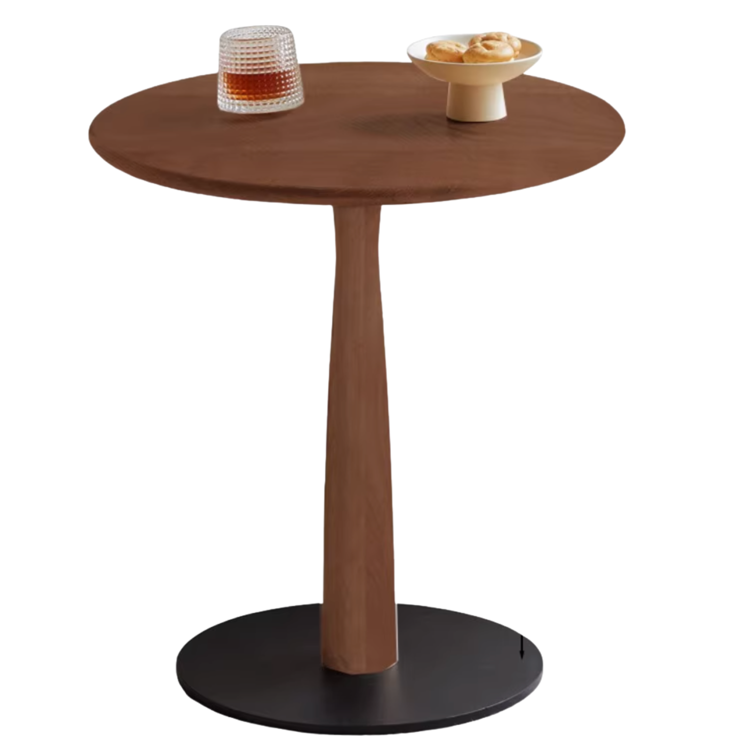 Black Walnut, Oak Solid Wood Round Side Table