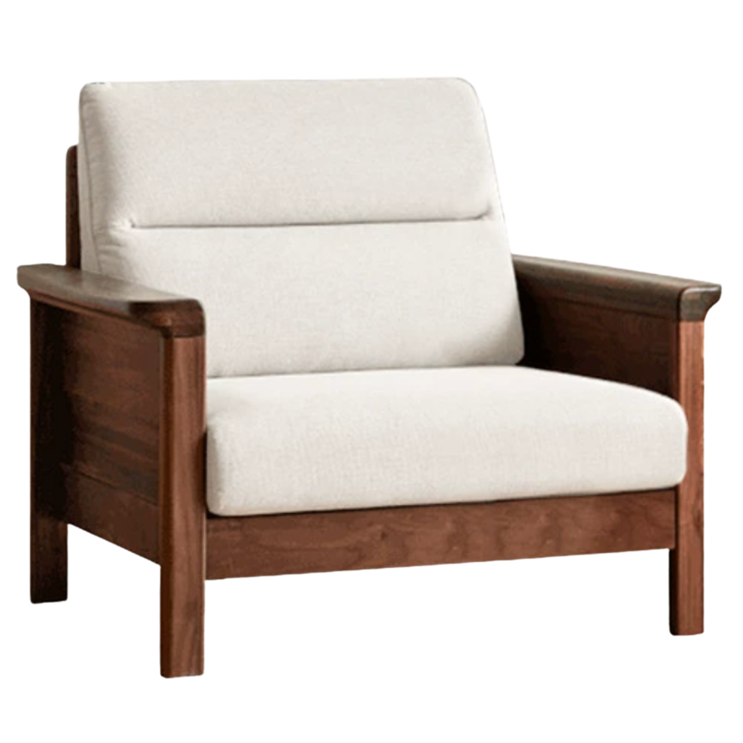 Sandalwood, Black Walnut Solid Wood Fabric Sofa.