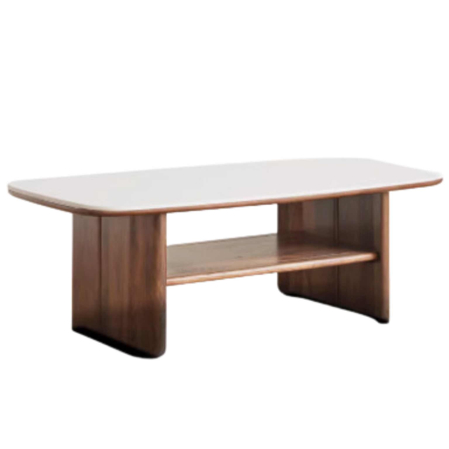 Rubber, Black Walnut, Сherry Solid Wood Rock Plate Coffee Table