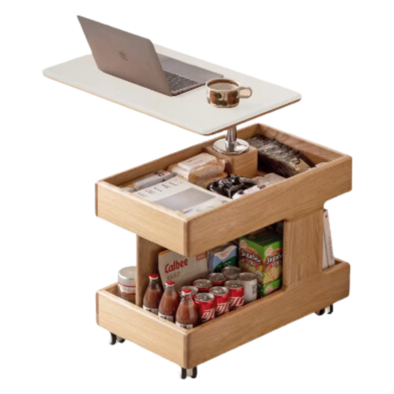 Oak, Cherry, Black Walnut, Ash Solid Wood Rotating Mobile Side Table