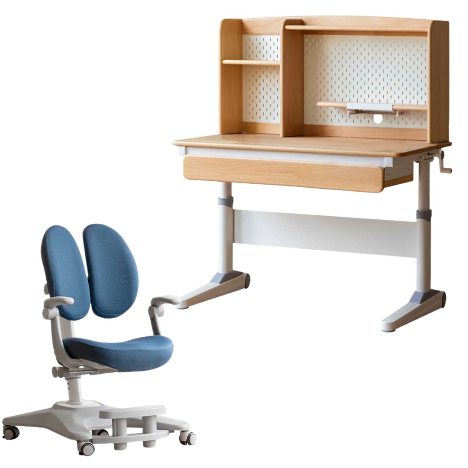 Beech Solid Wood Kids Raised and Lowered Study Table